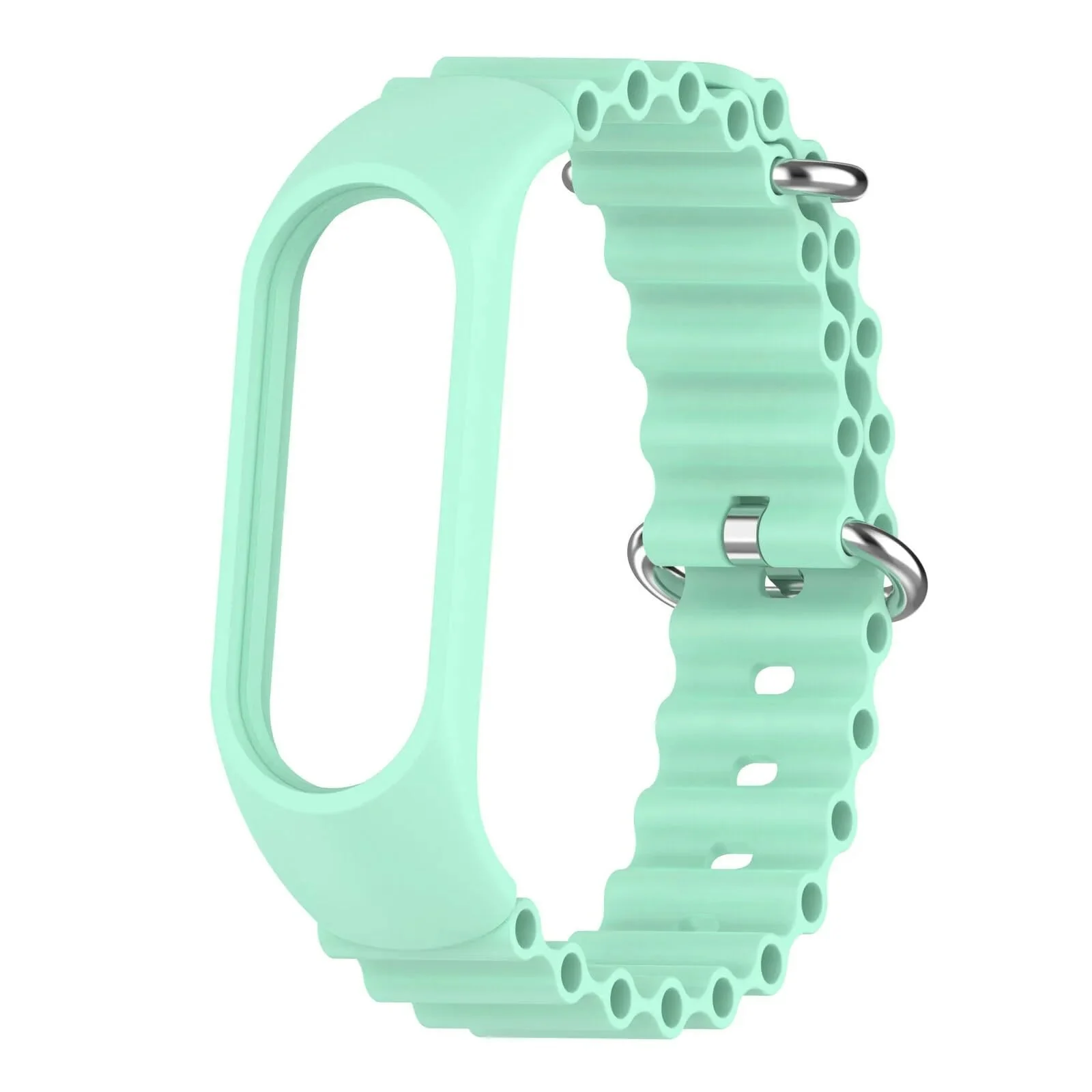 DL3 Mobilak Ocean Band for Xiaomi Mi Band 7/Mi Band 6/Mi Band 5/Mi Band 4/Mi Band 3, Adjustable Silicone Stretchy Sport Strap Women Men Replacement Wristband - Light Green