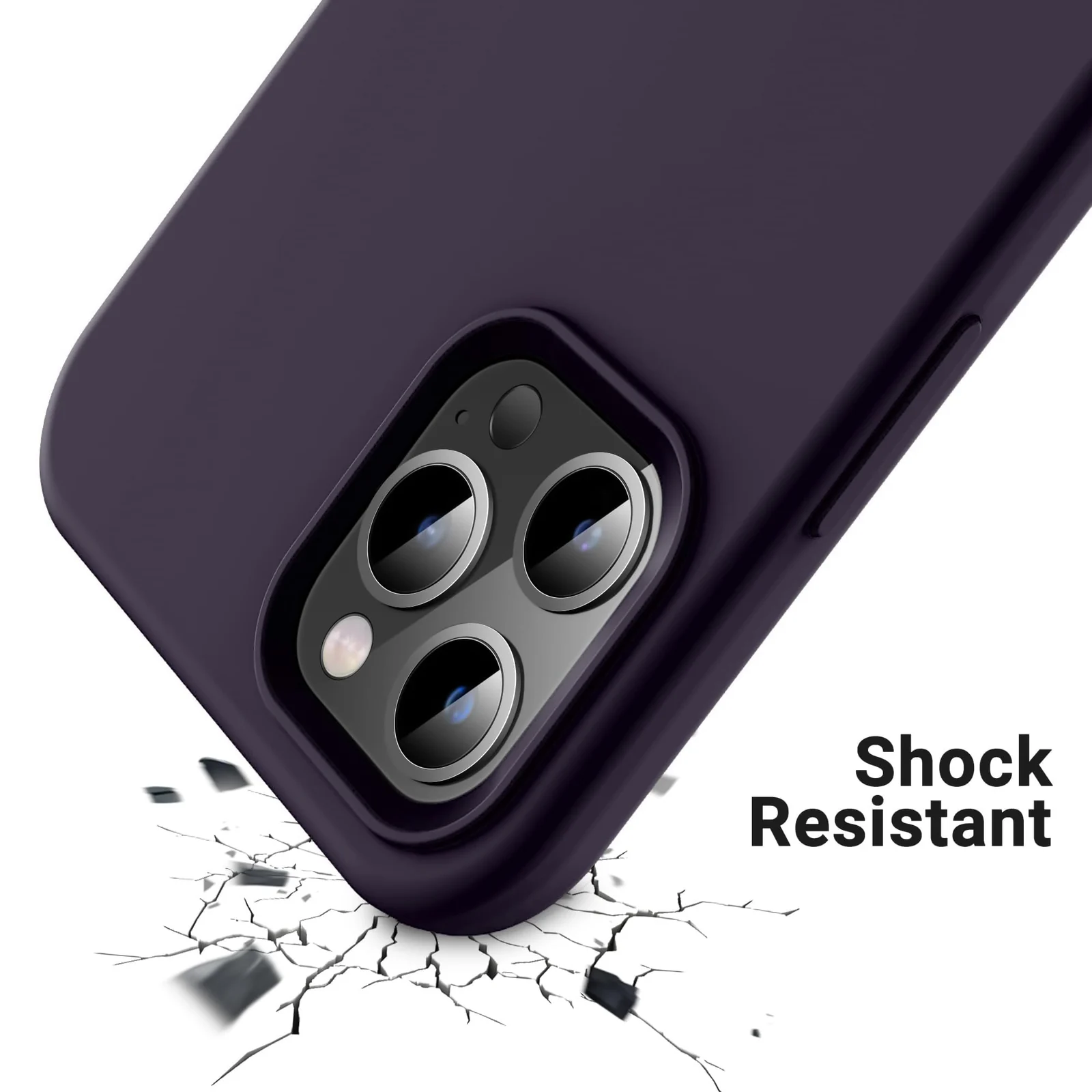DL3 Mobilak Liquid Silicone Protective Case for iPhone 13 Pro (6.1 Inch) with Camera Protection and Microfiber Lining - Dark Purple