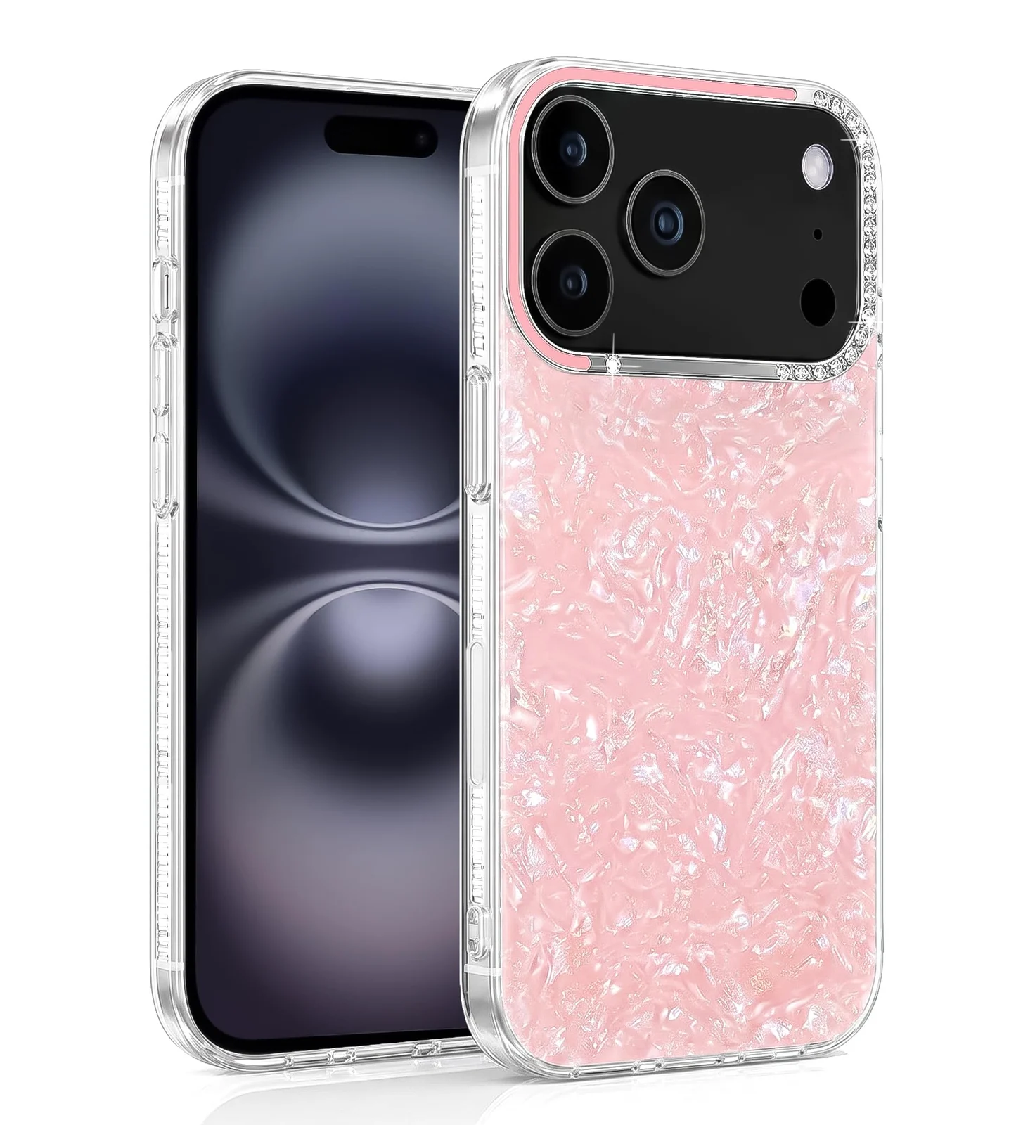 DL3 Mobilak Glitter Rhinestone Protective Case for iPhone 17 Pro Max with Shockproof Design - Pink