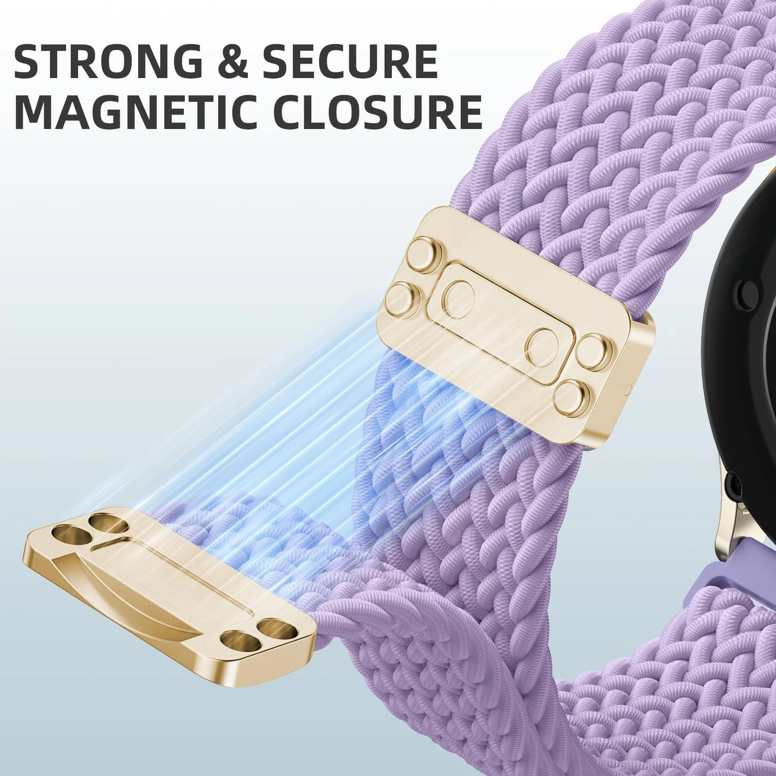 DL3 Mobilak 22mm Magnetic Band for Redmi Watch 5 Active/5 Lite/Samsung Galaxy Watch 3 45mm/Watch 46mm/Gear S3/Huawei watch GT6 GT5 46MM/GT2E/GT6 Pro/GT 5 Pro/Amazfit GTR 4/3, Stretchy Braided Nylon Sport Strap - Lavender