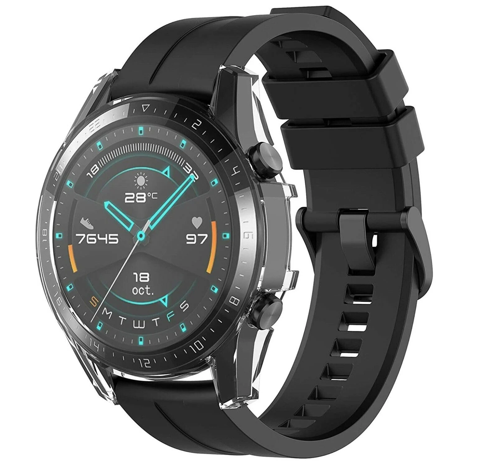 DL3 Mobilak Case Compatible with Huawei Watch GT2 46mm Case All-Around Screen Protector Watch Soft TPU Shockproof Cover Slim Guard Thin Bumper Shell Protector - Clear