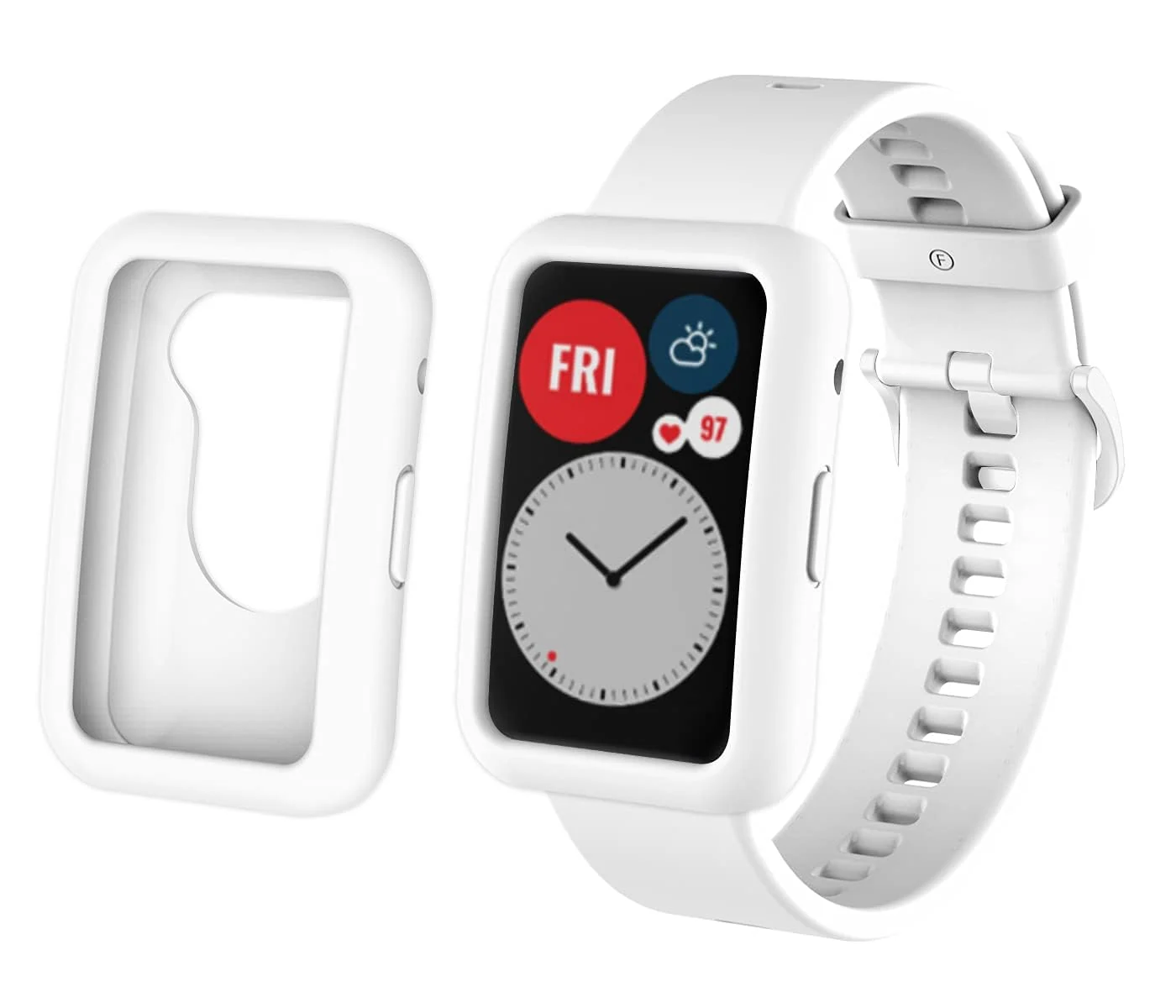 DL3 MOBILAK Bands Replacement and case for Huawei Watch Fit & Huawei Watch Fit New & Huawei Watch Fit Elegant, Band Silicone Quick Release Soft Rubber Replacement Watch Band (White), unisex-adult