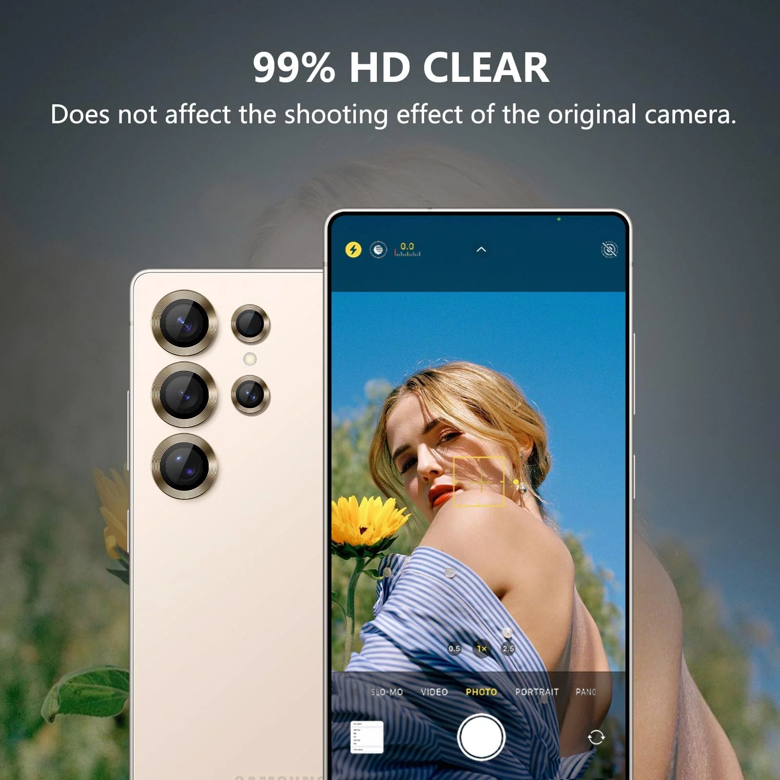 DL3 Mobilak for Samsung Galaxy S25 Ultra Camera Lens Protector, Individual Lens Protectors, Scratch-Resistant Ultra-Thin Tempered Glass with Aluminum Ring Cover, Galaxy S25 Ultra Case Friendly - Gold