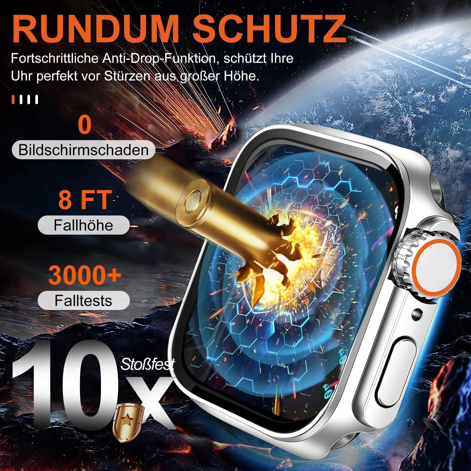 DL3 Mobilak for Apple Watch 44mm Screen Protector Case, [Looks Like Ultra Protector Case] Built-in Tempered Glass Screen Unique Design Case Cover for iWatch 44mm Series 6/5/4/SE2/SE - Silver