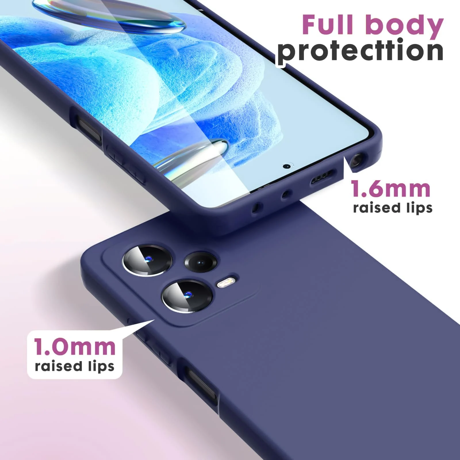 DL3 Mobilak Liquid Silicone Protective Case with Soft Microfiber Lining with Full Camera Protection for Xiaomi Redmi Note 12 Pro Plus 5G - Blue 2