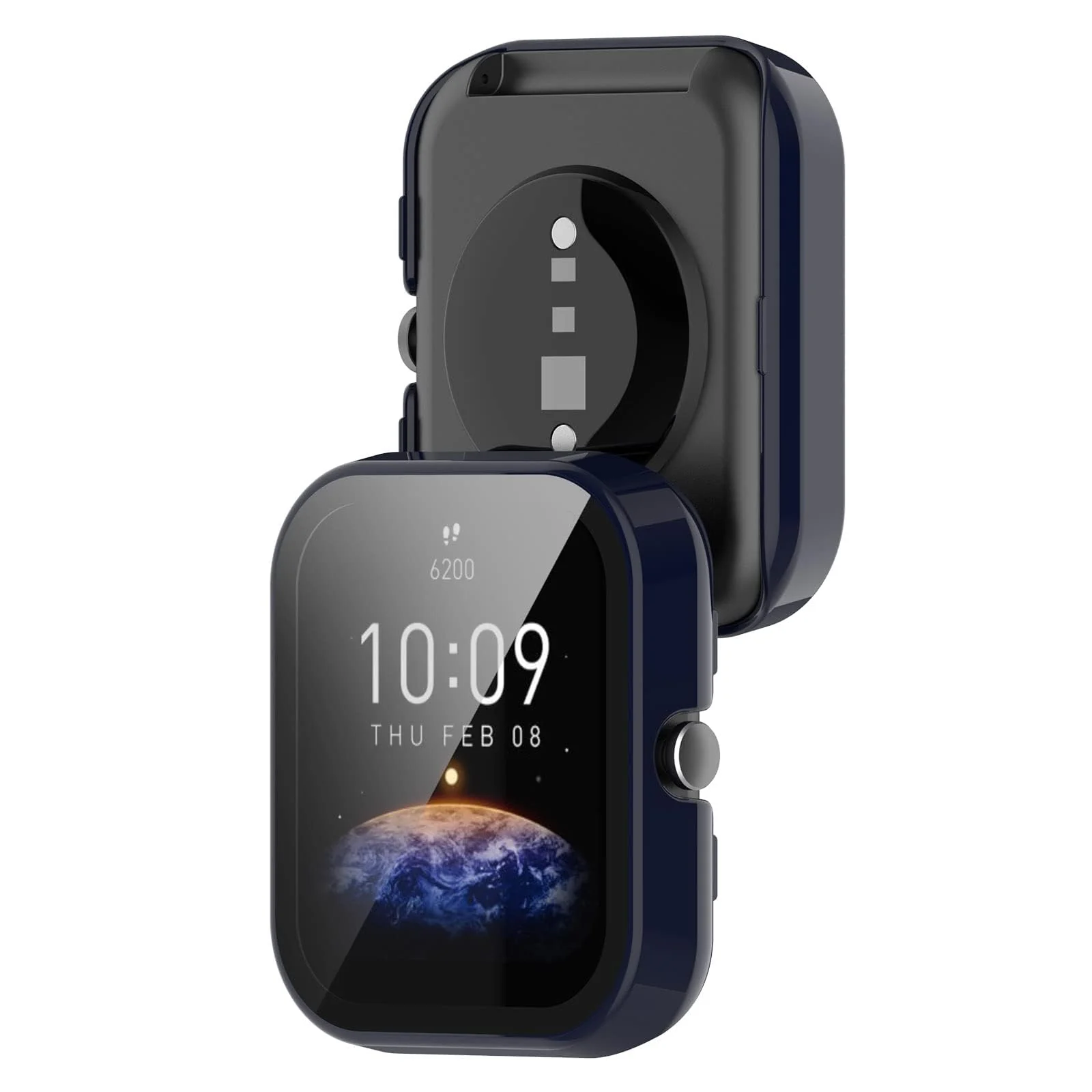DL3 MOBILAK Full-Coverage Watch Case with Tempered Glass for Amazfit Bip 3 / Bip 3 Pro, Blue