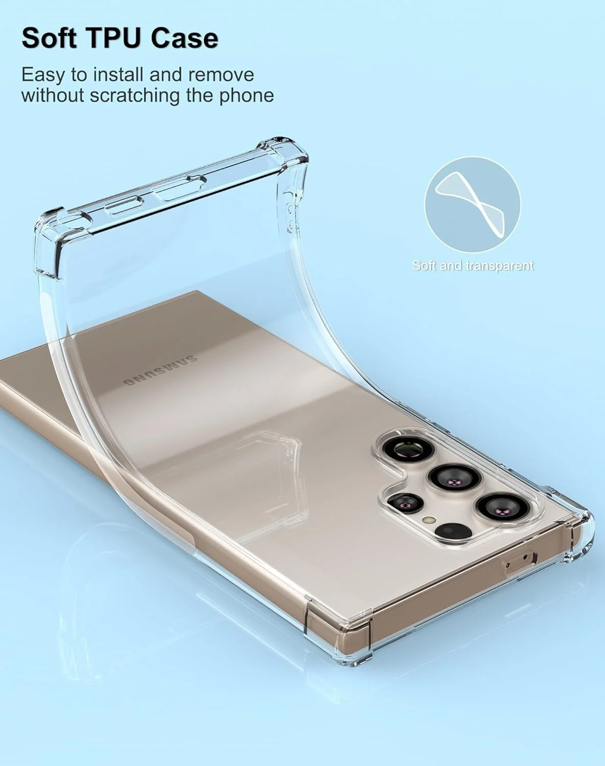 DL3 Mobilak Case Compatible with Samsung Galaxy S24 Ultra, Cover Silicone TPU Gorilla Anti-shock Shockproof Corners - Clear