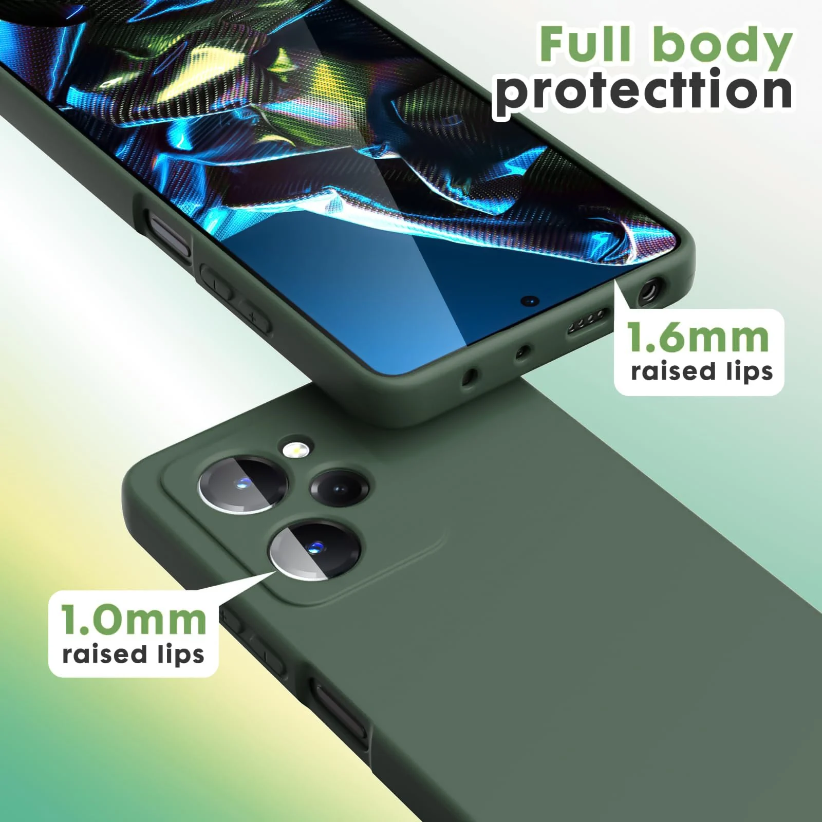 DL3 Mobilak Silicone Protective Case for POCO X5 Pro 5G, Shock-absorbing protection, Scratch-resistant surface, Soft microfiber lining - Green