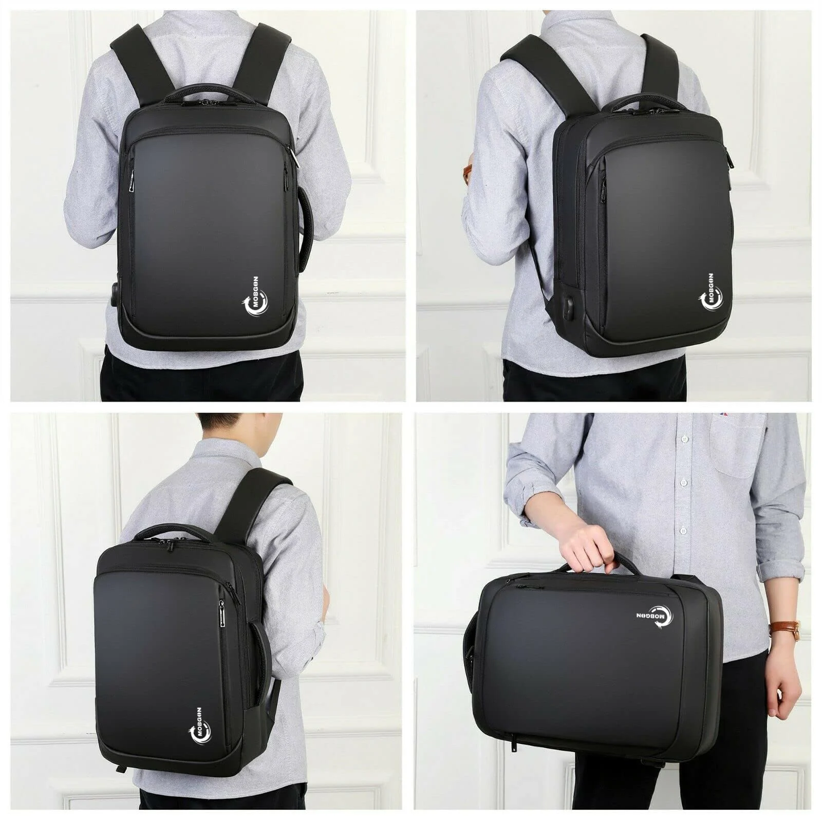 Mobigon Laptop Backpack 15.6 Inch, Business Slim Sturdy Laptops Backpack with USB Charging Port, Water Resistant Travel Backpack Computer Bag Gifts for Men & Women Fits, Surface, Notebook - Black