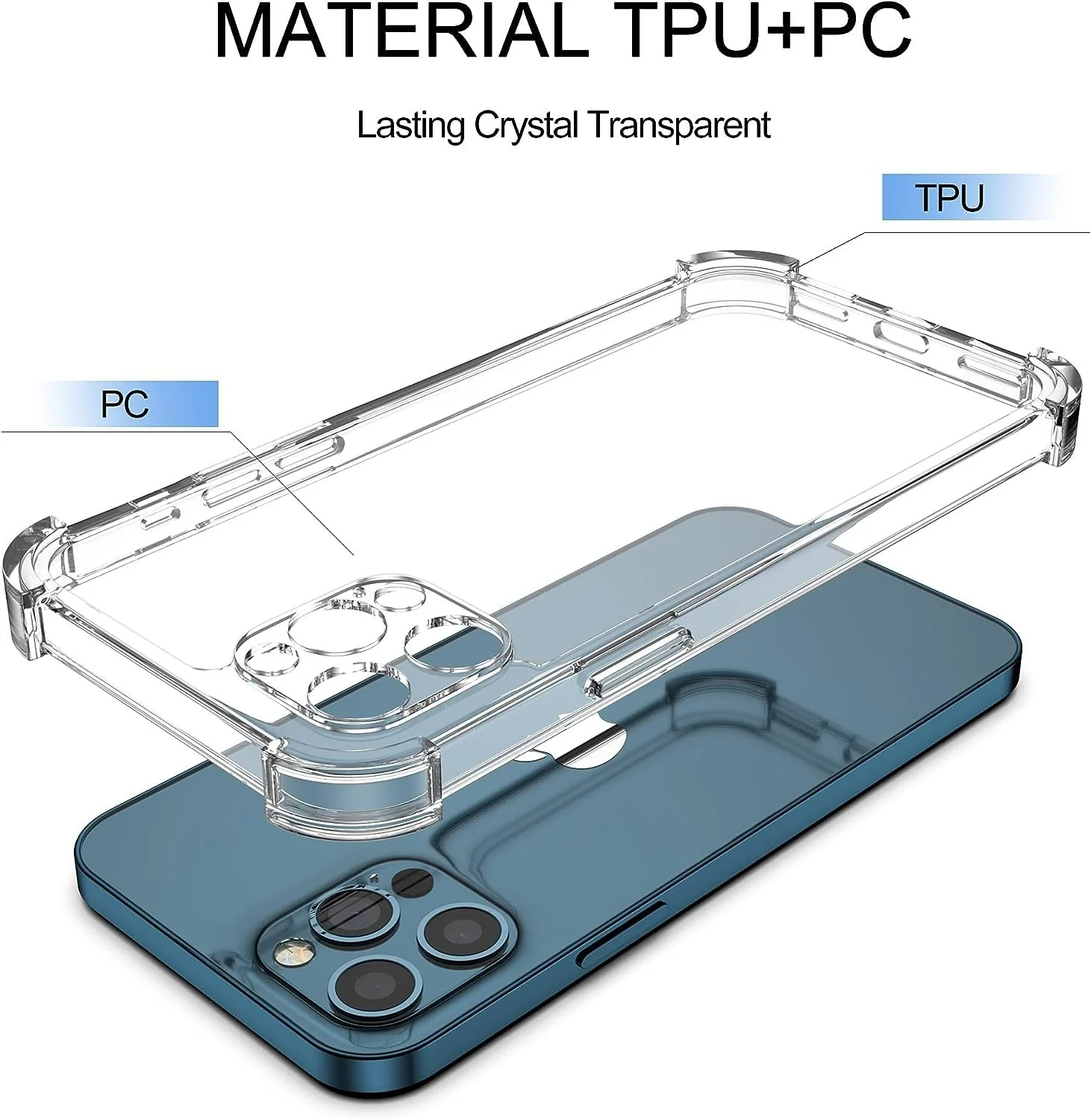 DL3 Mobilak Clear TPU Protective Case for iPhone with Camera Protection and Shockproof Design - Clear