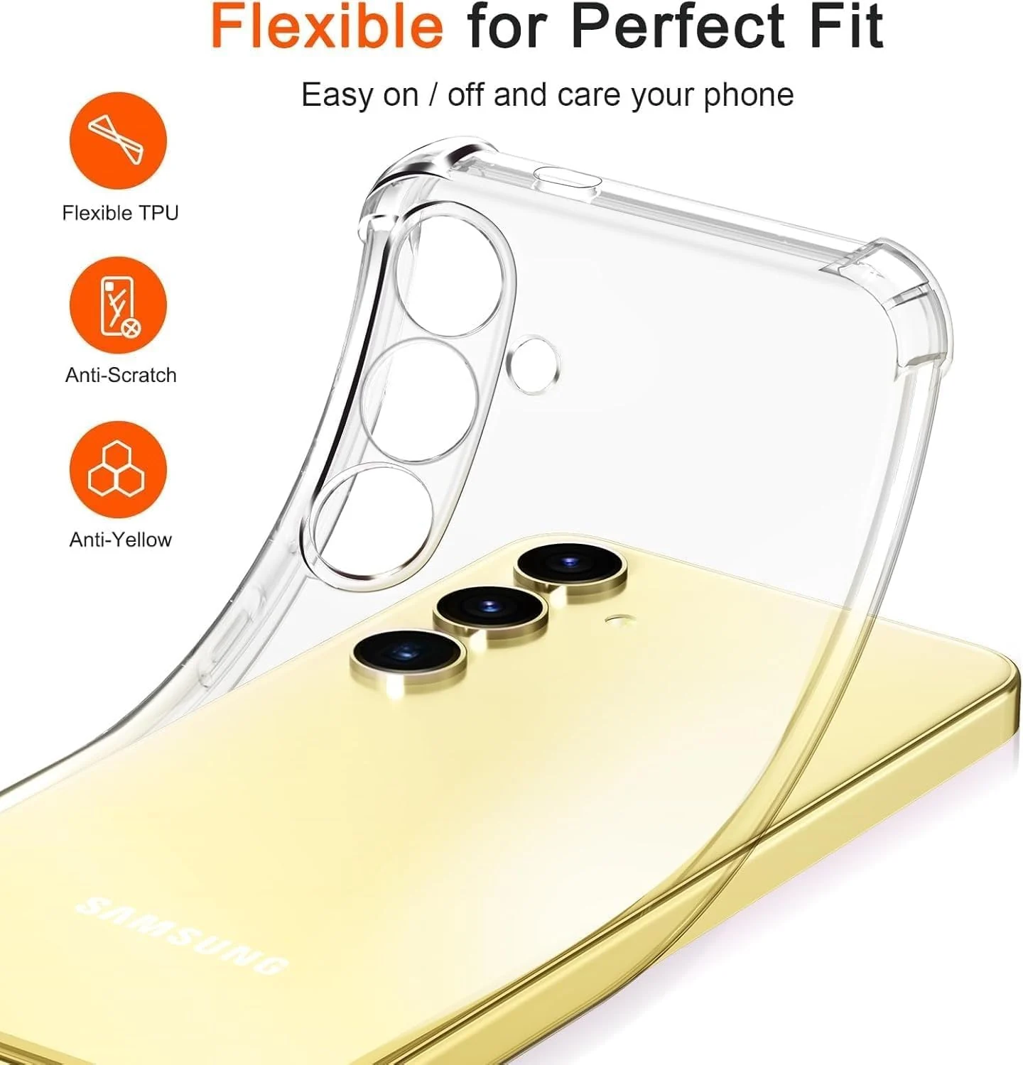 DL3 MOBILAK Case Compatible with Samsung Galaxy S25 Plus, Cover SiliconeTransparent TPU Gorilla Anti-shock Protector Camera Shockproof Corners - Clear