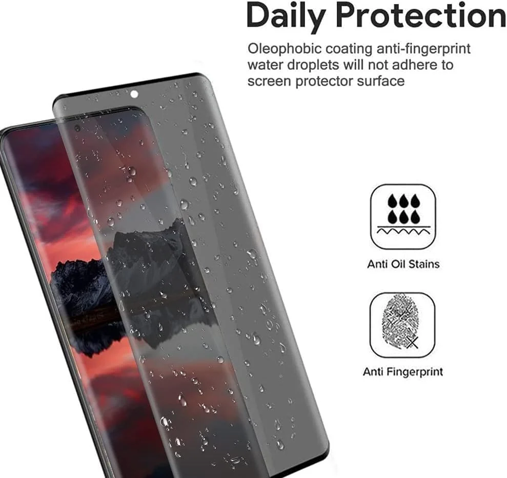 DL3 Mobilak Screen Protector for Samsung Galaxy S21 Ultra Glass Fingerprint Reader Support 3D Curved Anti-Spy Tempered Glass Screen Protector - Privacy
