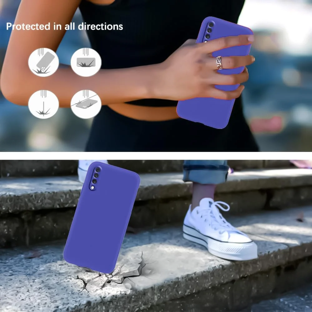 DL3 Mobilak Soft Silicone Protective Case for Samsung Galaxy A70 / A70s with Microfiber Lining and Shockproof Design - Light Blue