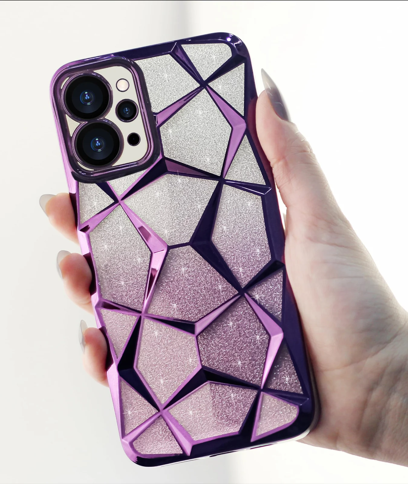 DL3 Mobilak Glitter Rhinestone Protective Case for Xiaomi Redmi 12 with Camera Protection and Shockproof Design - Purple