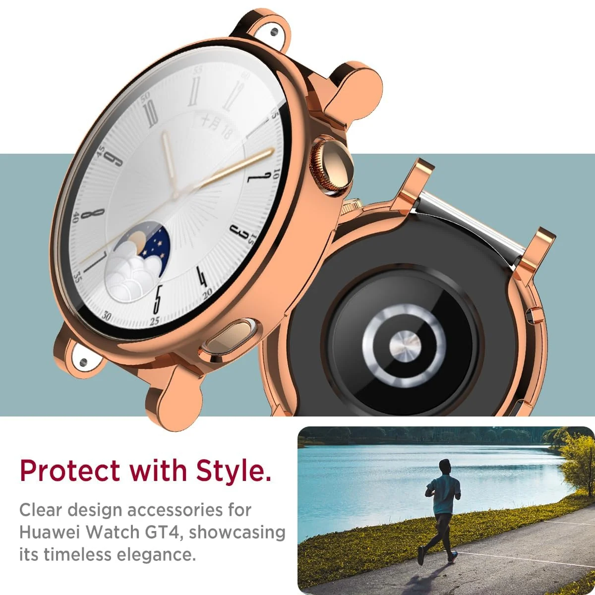 DL3 Mobilak Case Compatible with Huawei Watch GT4 41MM Case All-Around Screen Protector Watch Soft TPU Shockproof Cover Slim Guard Thin Bumper Shell Protector - Rose Gold