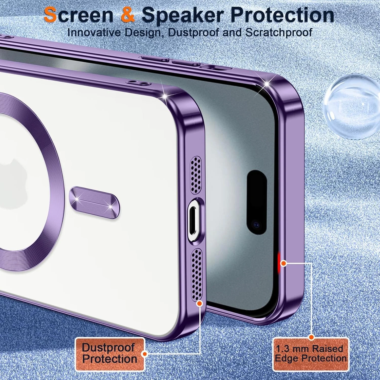 DL3 Mobilak Plated-Edge Protective Case for iPhone 17, Compatible with MagSafe accessories, Supports wireless charging, Camera protection - Purple