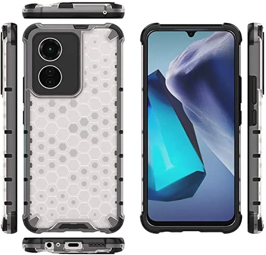 DL3 Mobilak Honeycomb Protective Case for vivo Y02S / vivo Y16 4G, Shock-absorbing protection, Transparent design, Slim, lightweight profile - Clear