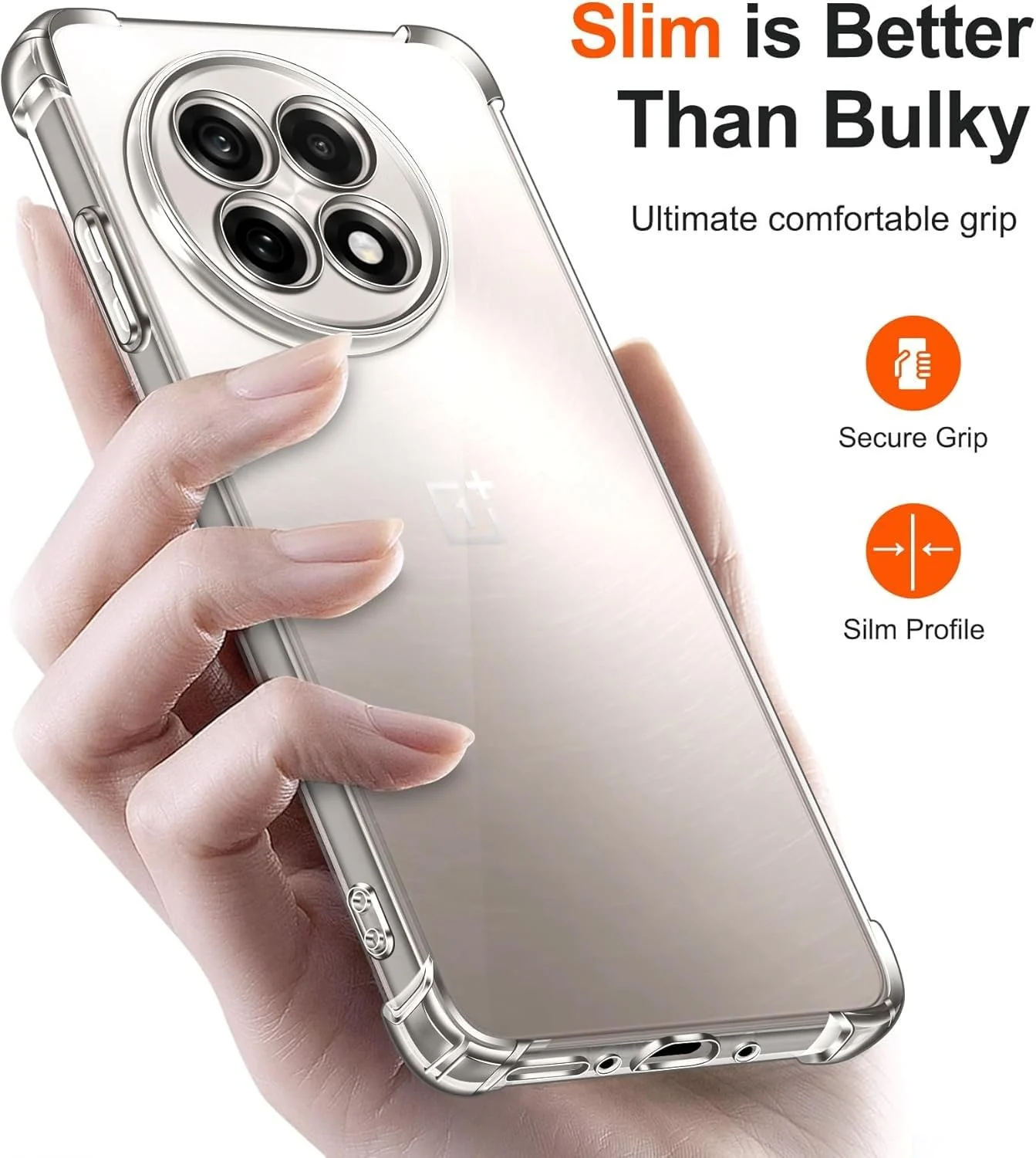 DL3 Mobilak Case Compatible with OnePlus 13R (Not for OnePlus 13), Cover Silicone TPU Gorilla Anti-shock Protector Camera Shockproof Corners - Clear