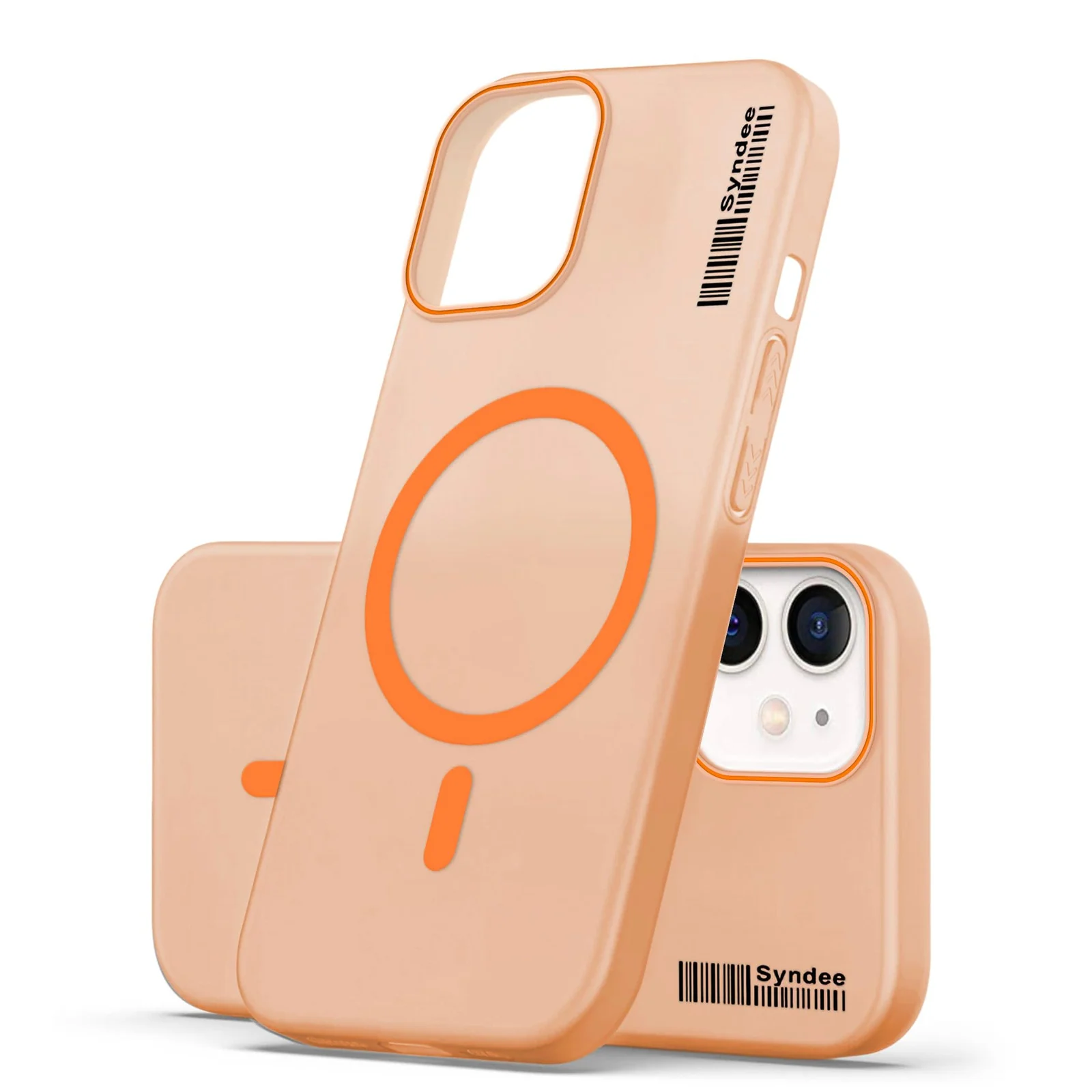 DL3 Mobilak Translucent Matte Case for iPhone 11, Compatible with MagSafe accessories, Shock-absorbing protection, Integrated ring holder - Orange