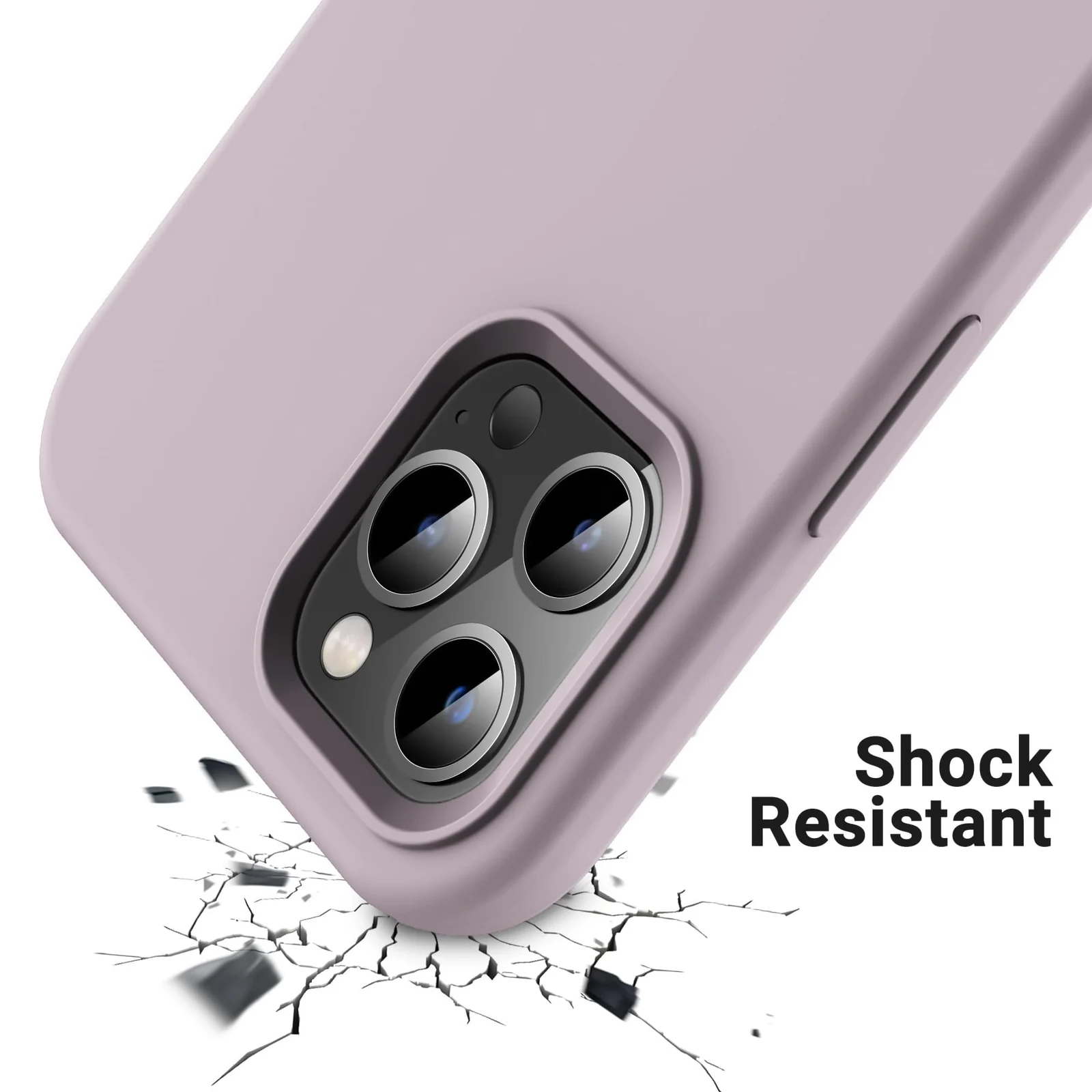 DL3 Mobilak Liquid Silicone Protective Case for iPhone 12 / 12 Pro (6.1 Inch) with Camera Protection and Microfiber Lining - Lavender Pink