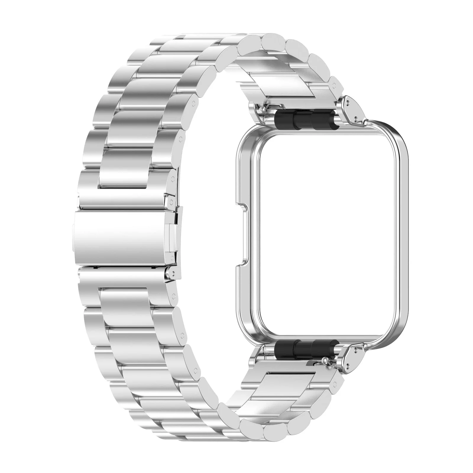 DL3 MOBILAK Adjustable Stainless-Steel Watch Strap with Case for Xiaomi Redmi Watch 2 Lite and Poco Watch and Horloge 2 - Silver