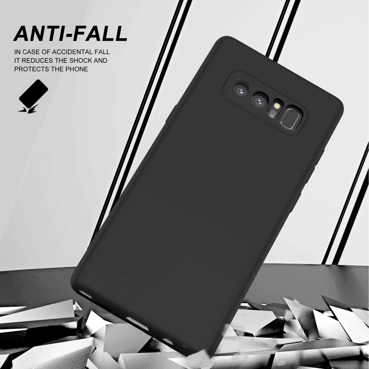 DL3 Mobilak Liquid Silicone Case for Samsung Note8, Not compatible with MagSafe, Supports wireless charging, Camera protection - Black