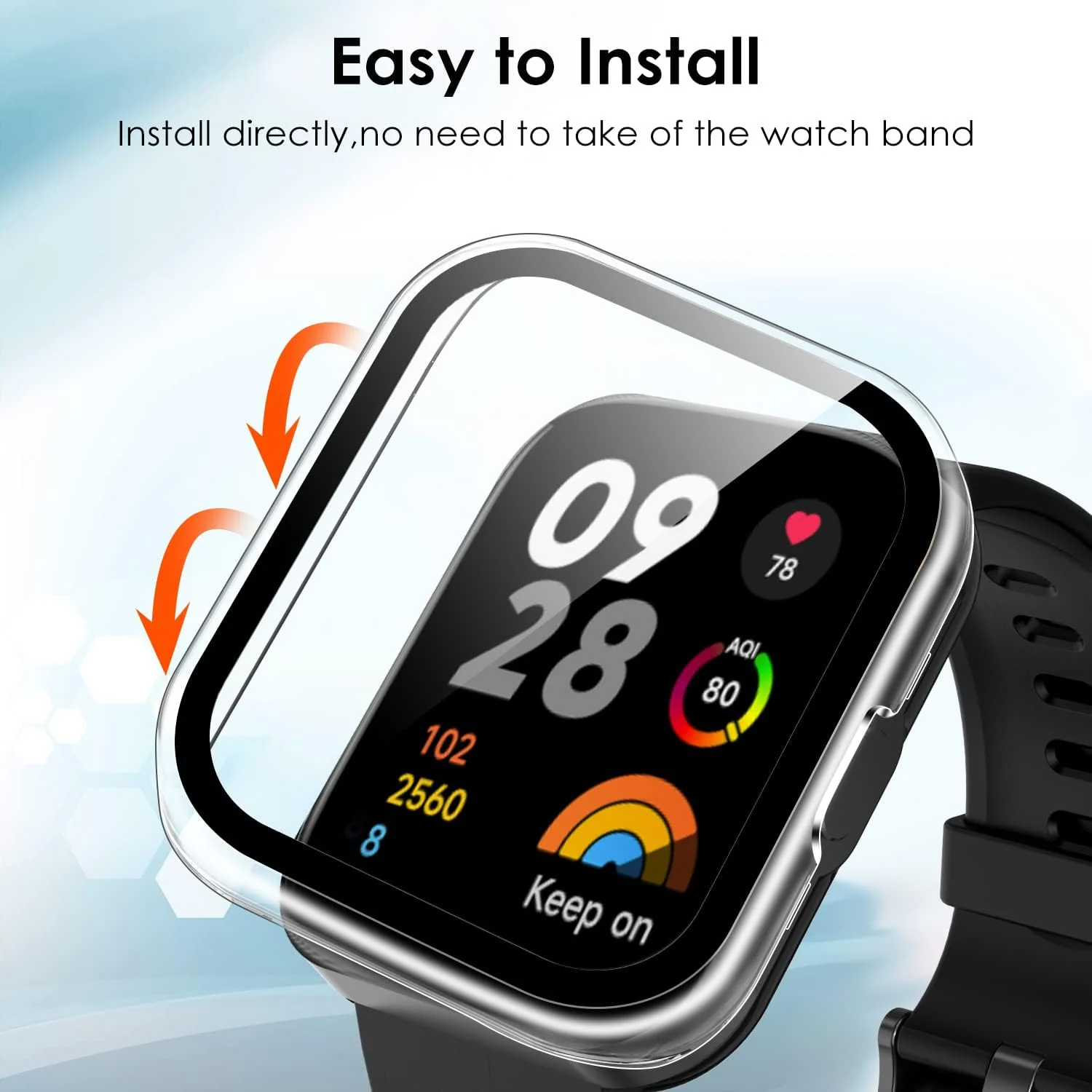 DL3 Mobilak Protective Case For Xiaomi Redmi Watch 3 (Not for Redmi Watch 3 Lite/Active) 9H Hardness PC Case Bumper Full Slim Protective Cover with Built-in Tempered Glass Screen Protector - Clear