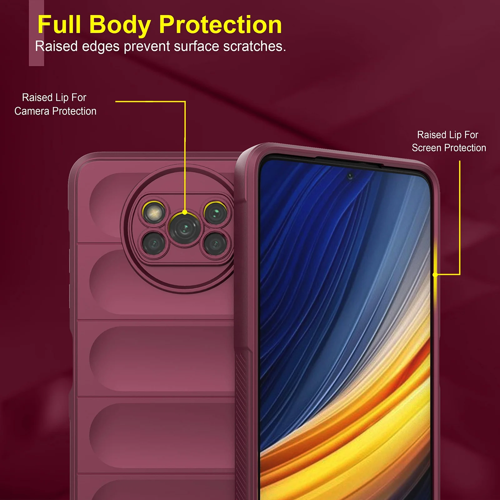 DL3 Mobilak Flexible Silicone and TPU Protective Case with Camera Protection for Xiaomi Poco X3 NFC / Poco X3 / Poco X3 Pro - Wine Red