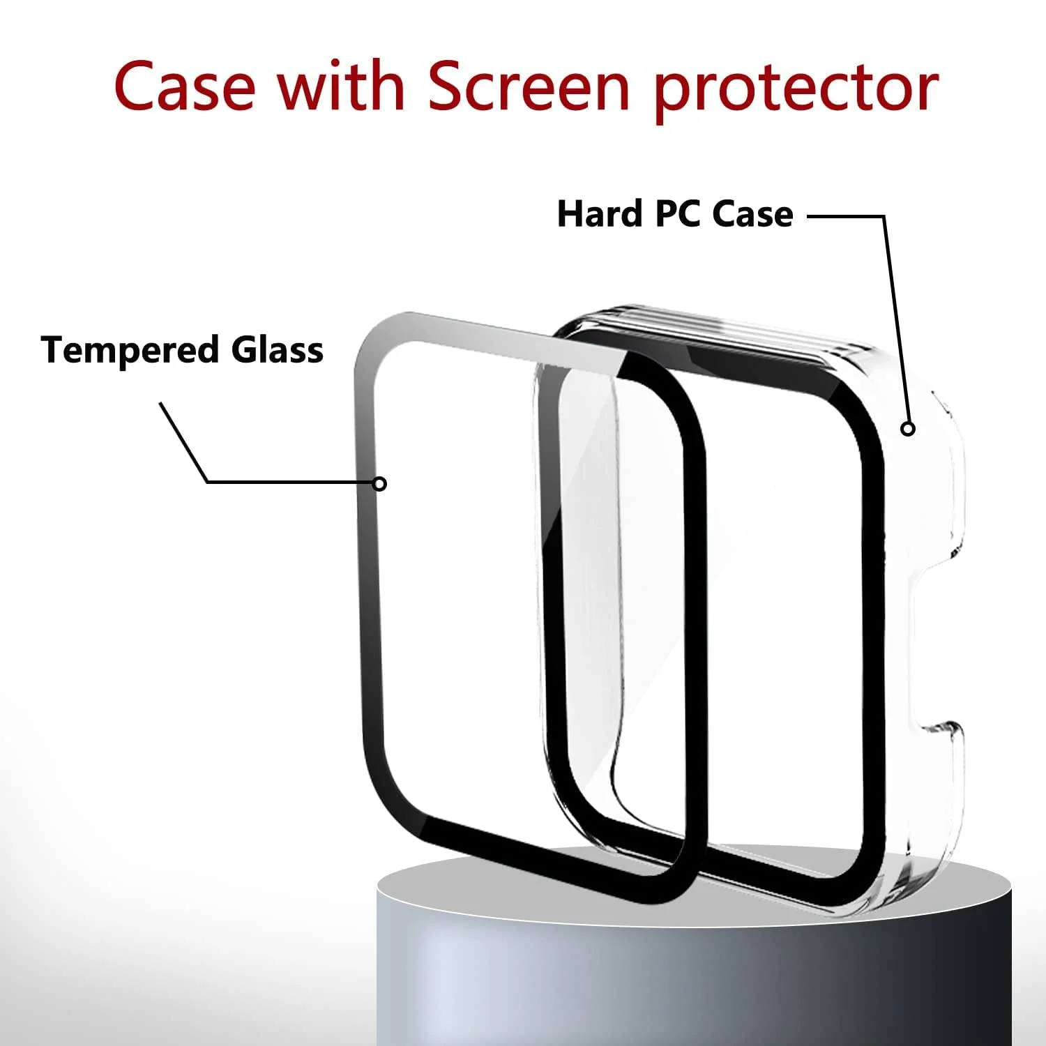 DL3 Mobilak Protective Case Compatible with Xiaomi Mi Redmi Watch 2 Lite, 9H Hardness PC Case Bumper Full Slim Protective Cover with Tempered Glass For Redmi Watch2 Lite - Clear