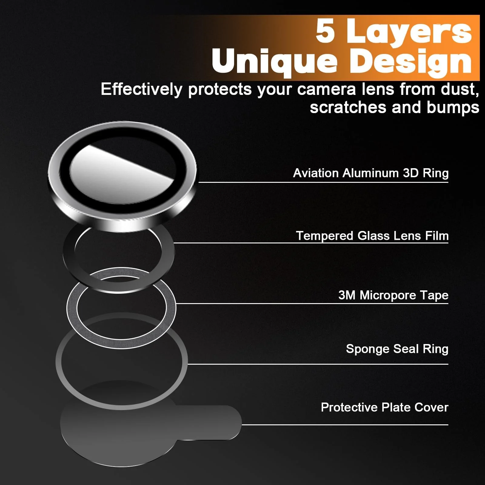 DL3 Mobilak Camera Lens Protector for Honor 600 Pro 5G Accessories, 9H Tempered Glass Metal Individual Ring Camera Cover Screen Protector, Case Friendly, Anti Scratch - Black
