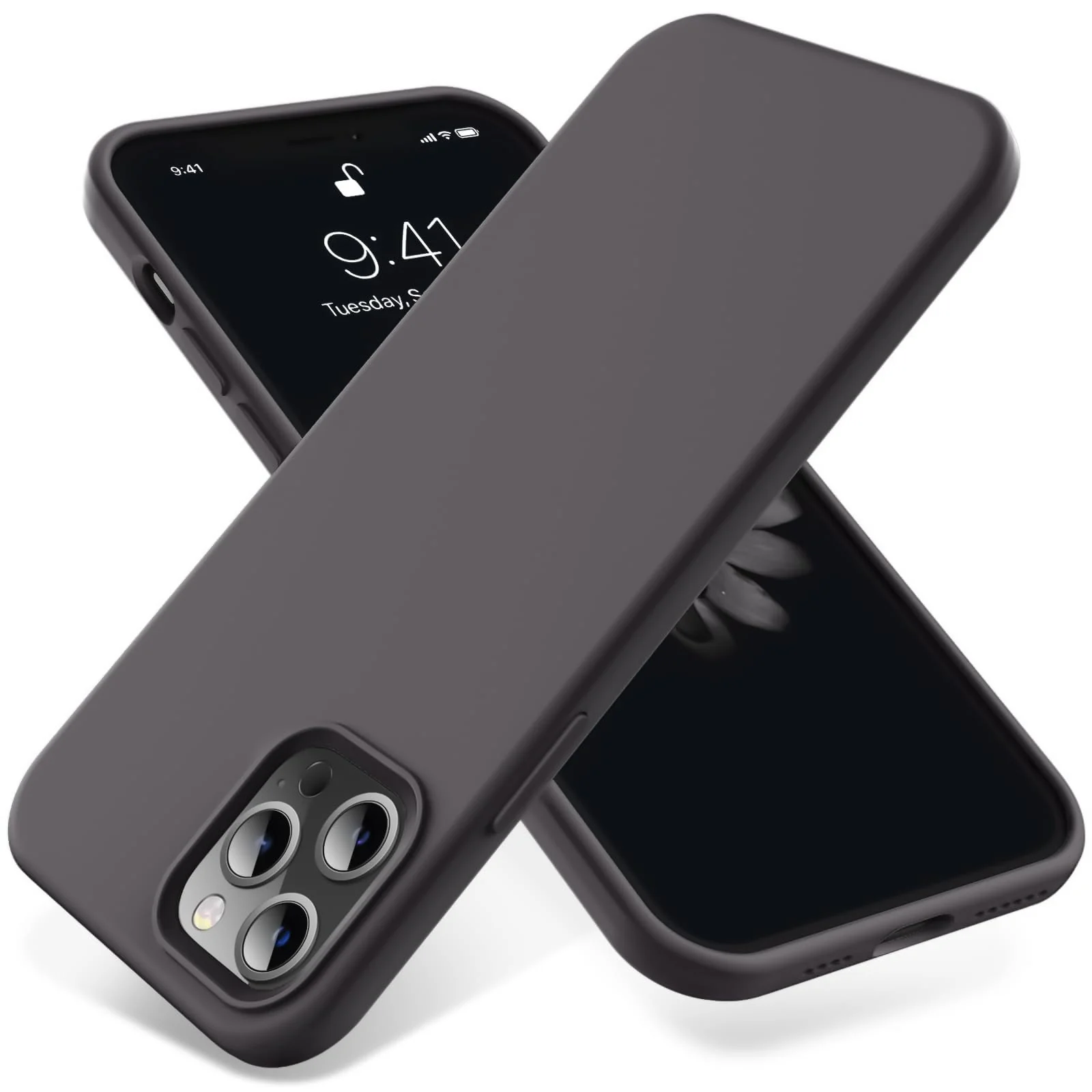 DL3 Mobilak Compatible with iPhone 11 Pro Max (6.5 Inch) Case, Liquid Silicone Case, Full Body Protective Cover, Shockproof, Slim Phone Case, Anti-Scratch Soft Microfiber Lining - Dark Brown
