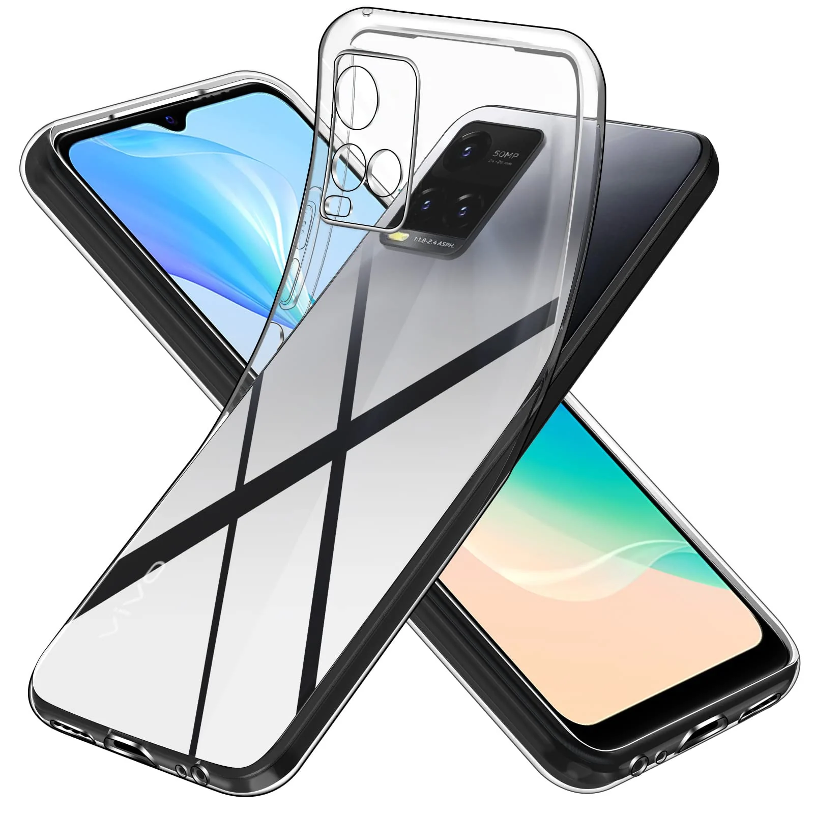 DL3 Mobilak Case Compatible with vivo Y33S / Y21s / Y21 / Y21t - Crystal, Anti-Scratch, Shock-Absorbent, TPU Gel Case - Clear