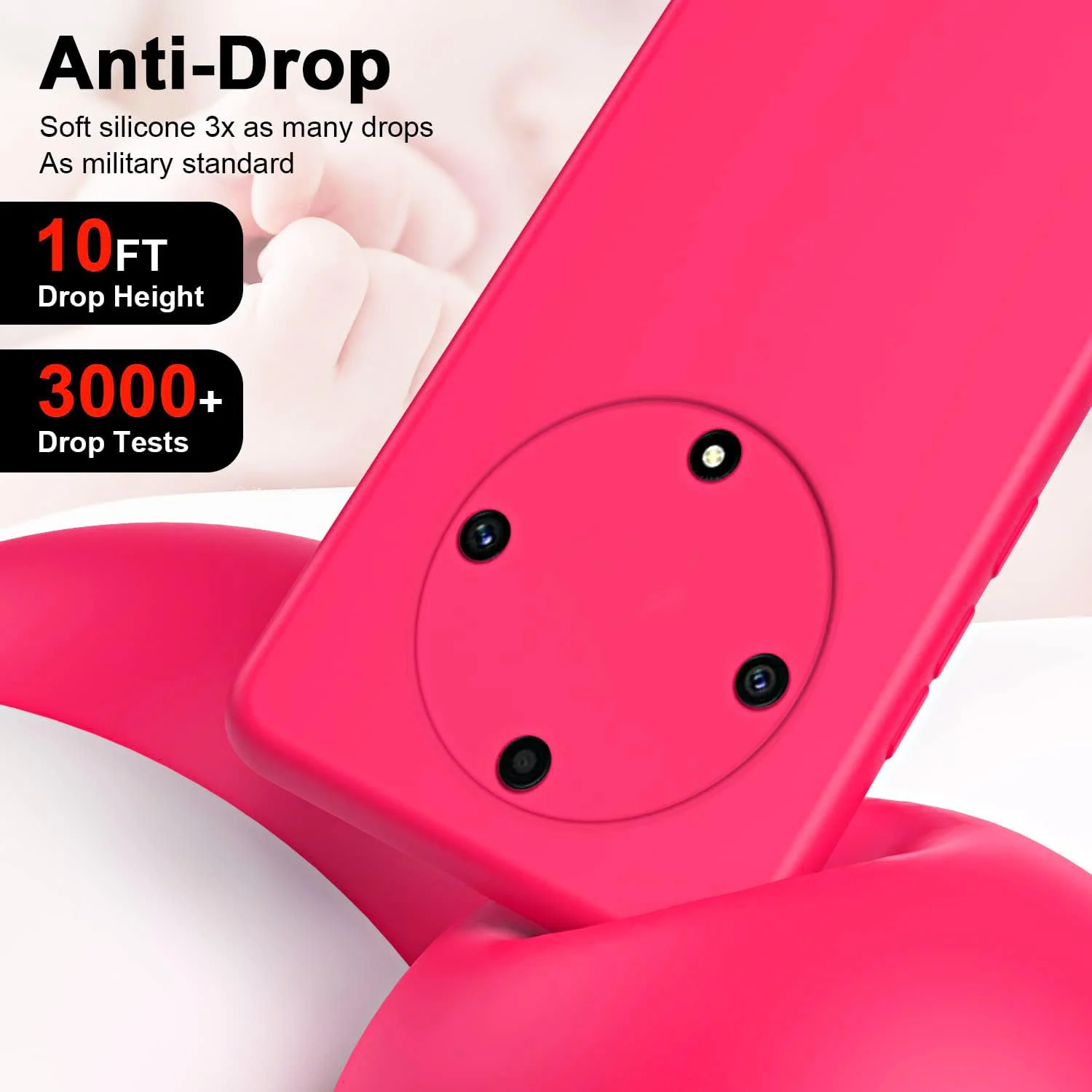 DL3 Mobilak Honor X9a Case, Soft Flexible Silicone Gel Rubber Bumper Cover, Full Body Shockproof Protective Phone Case - Hot Pink