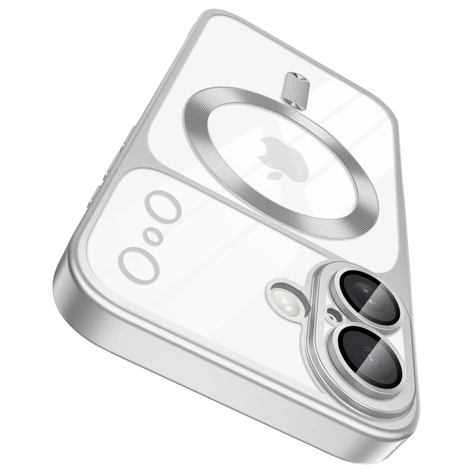 DL3 Mobilak For iPhone 17 Magnetic Case, Compatible with MagSafe, Built-in Camera Lens Protector, Luxury Plating Soft TPU Clear Shockproof Slim Thin Cover - Silver Matte