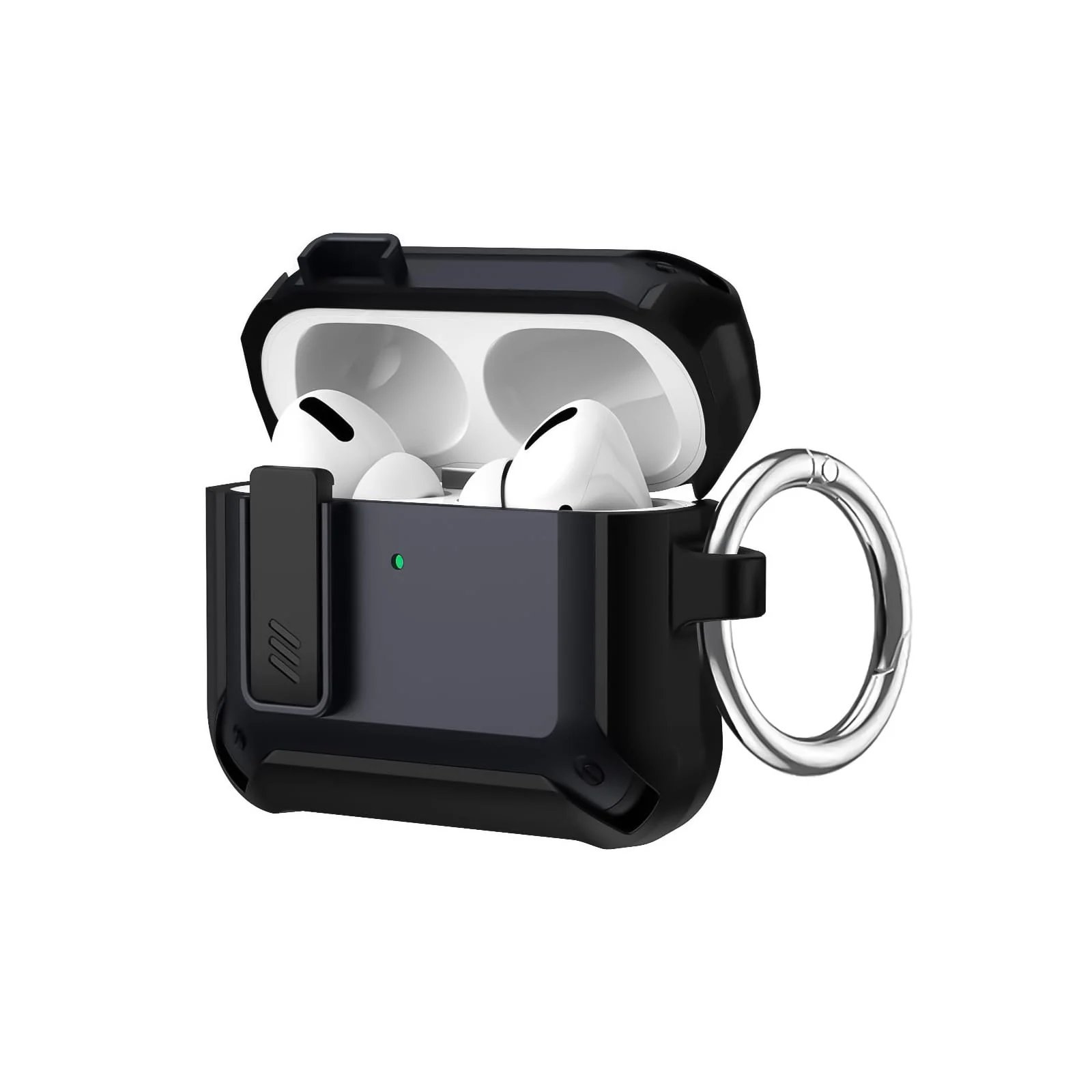 DL3 Mobilak AirPods 4 Case With Lock Lid, Rugged for AirPods 4th Generation (2024) Cool Protective Cover for Men Full-Body Armor Shockproof Skin Shell With Carabiner