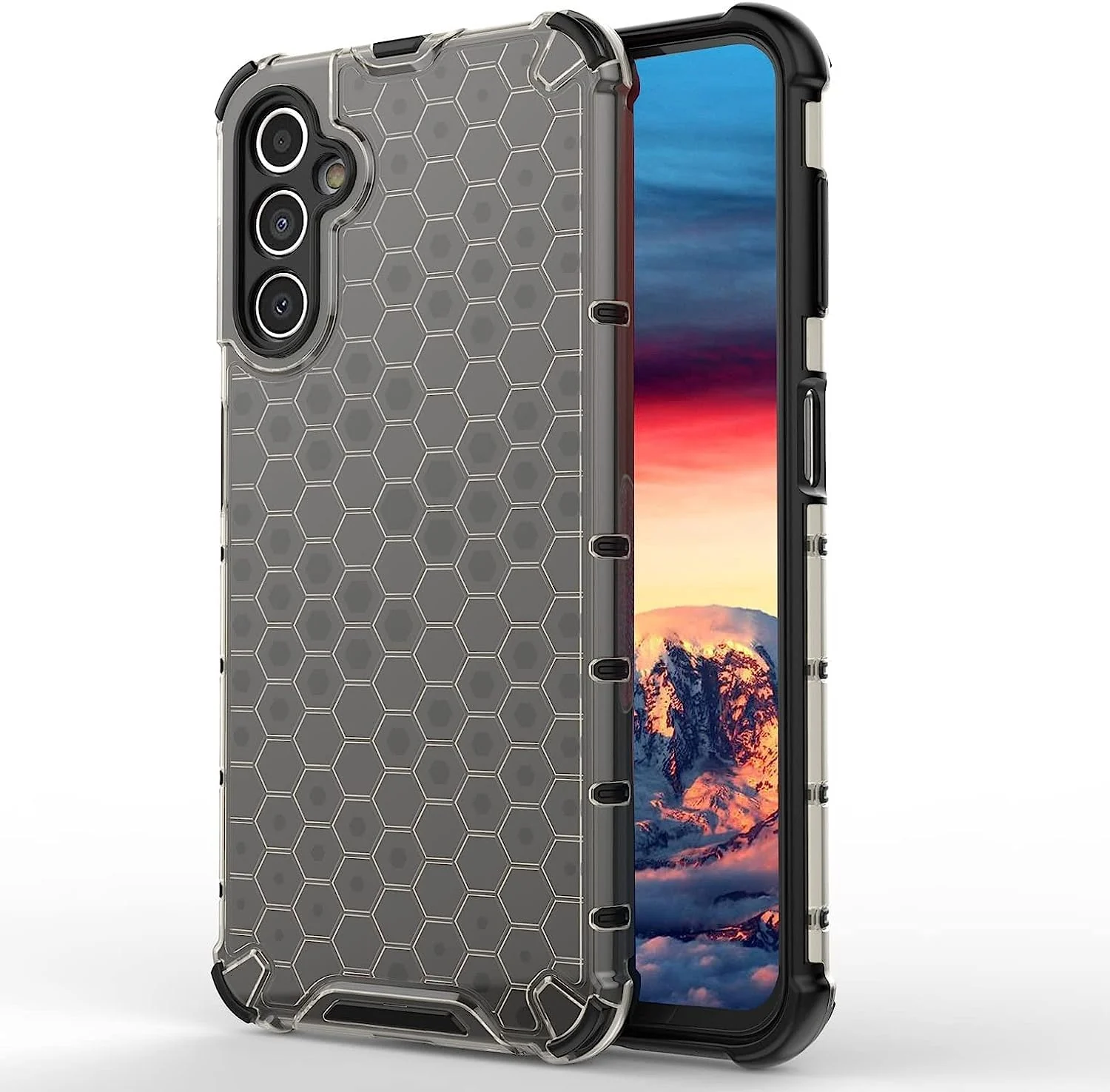 DL3 Mobilak Case For Samsung Galaxy A54 5G, [Honeycomb Design] Drop Protection, Ultra Thin TPU + PC Transparent Silicone Protective Case, Shockproof Cover - Black