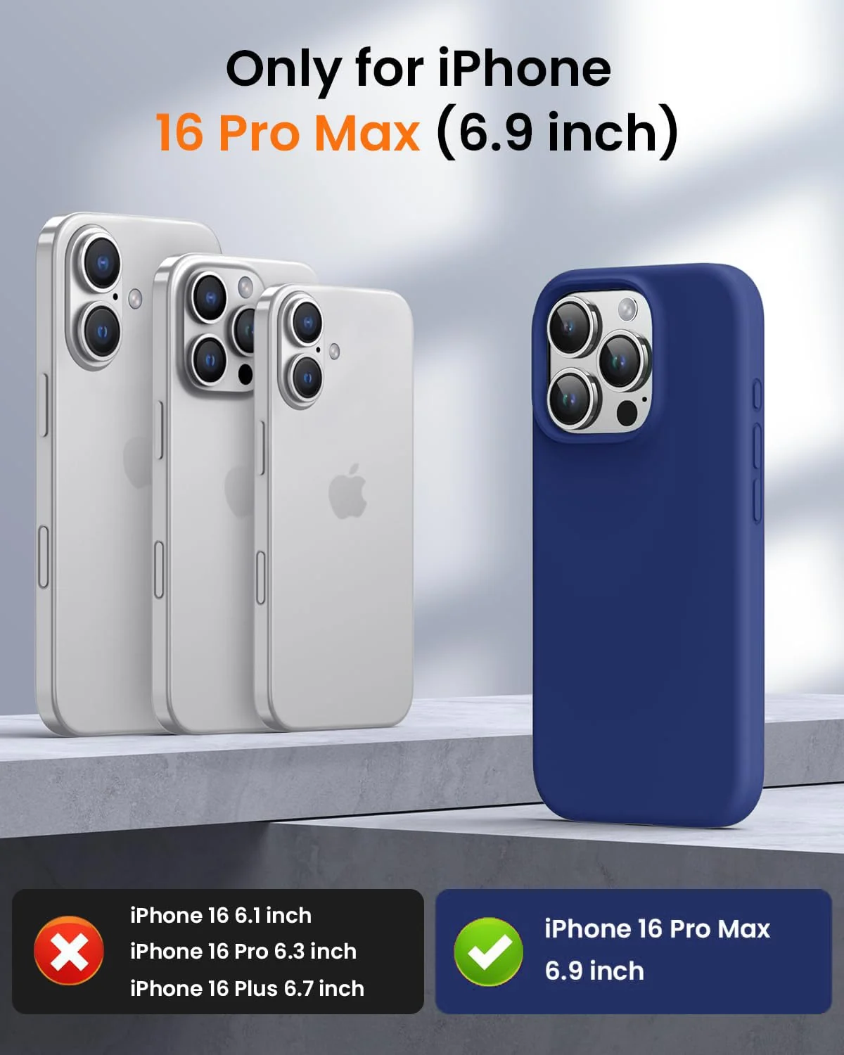 DL3 Mobilak Liquid Silicone Protective Case with Soft Microfiber Lining for iPhone 16 Pro Max - Blue