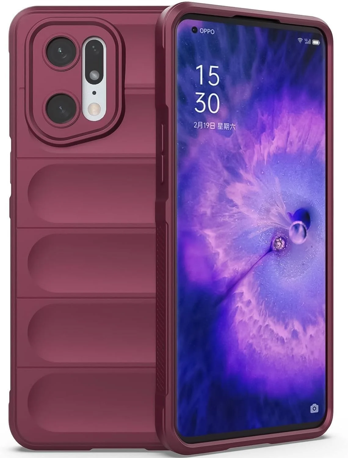 DL3 Mobilak Rugged Protective Case for OPPO Find X5, Camera protection, Shock-absorbing protection, Non-slip grip - Wine red