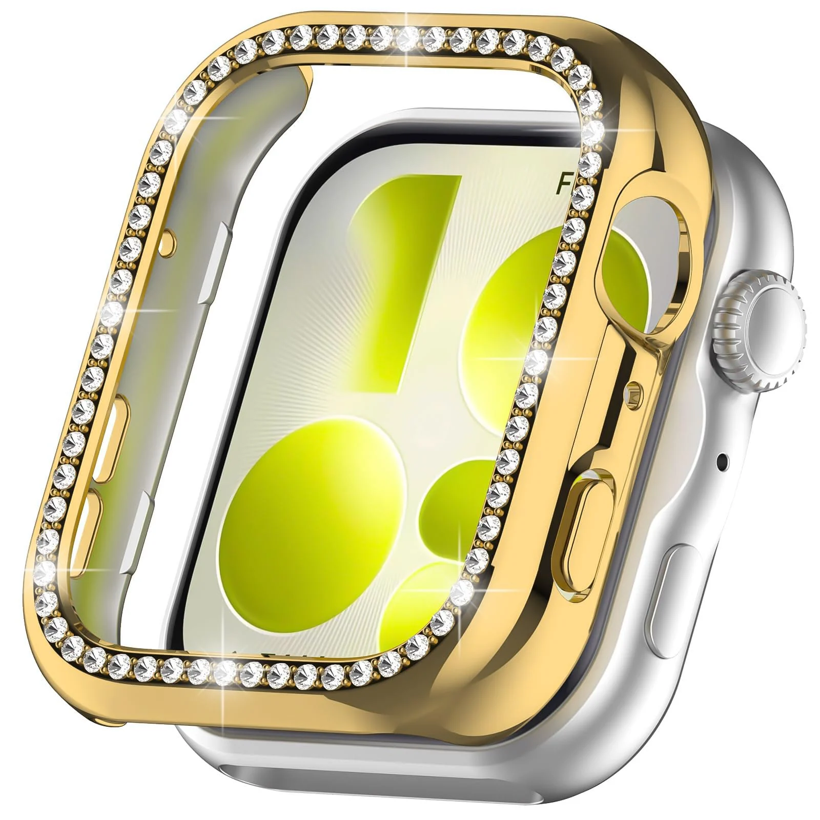 Dl3 Mobilak Bling Case for Huawei Watch Fit 5, Slim Hard PC Frame Cover with Crystal Diamond Bumper Design (Without Screen Protector), Protective Case for Women and Girls - Black