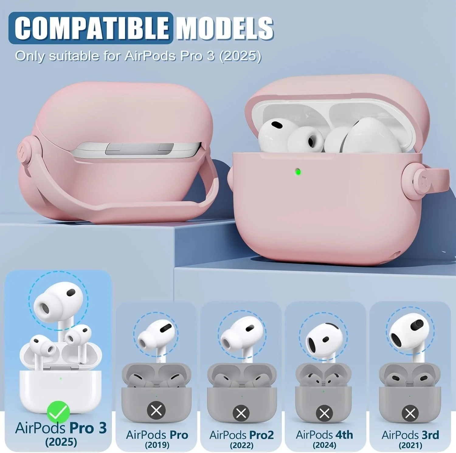 DL3 Mobilak Protective Case for AirPods 3 [With Closure Lid] [Front LED Visible] [With Wrist Strap] Skin Case Compatible with Airpod 3rd Generation 2021 - Cherry Pink