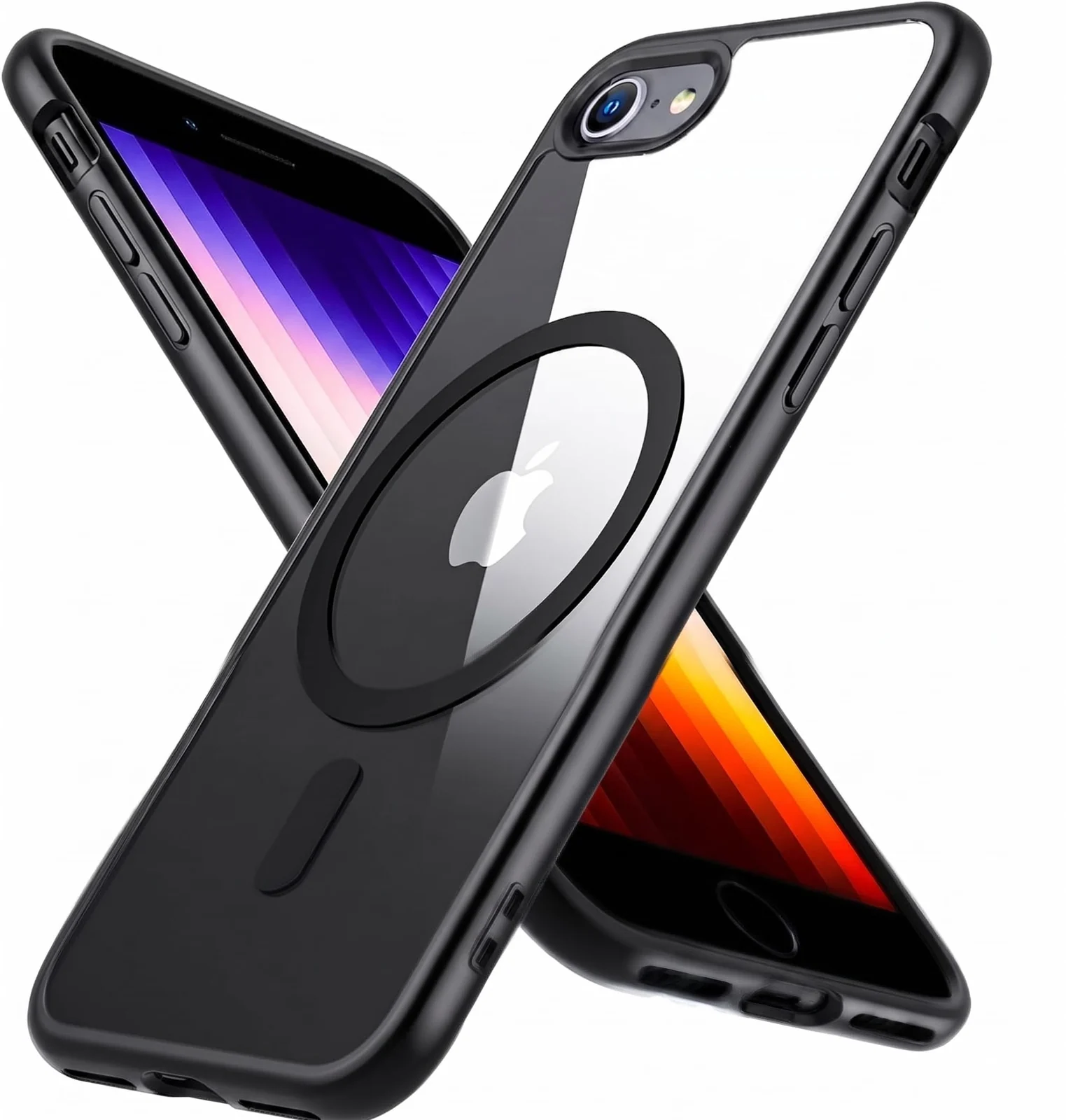 DL3 Mobilak Clear TPU Case for Phone 7 / 8, iPhone SE 2022 / SE 2020, Compatible with MagSafe accessories, Camera protection, Scratch-resistant surface - Black
