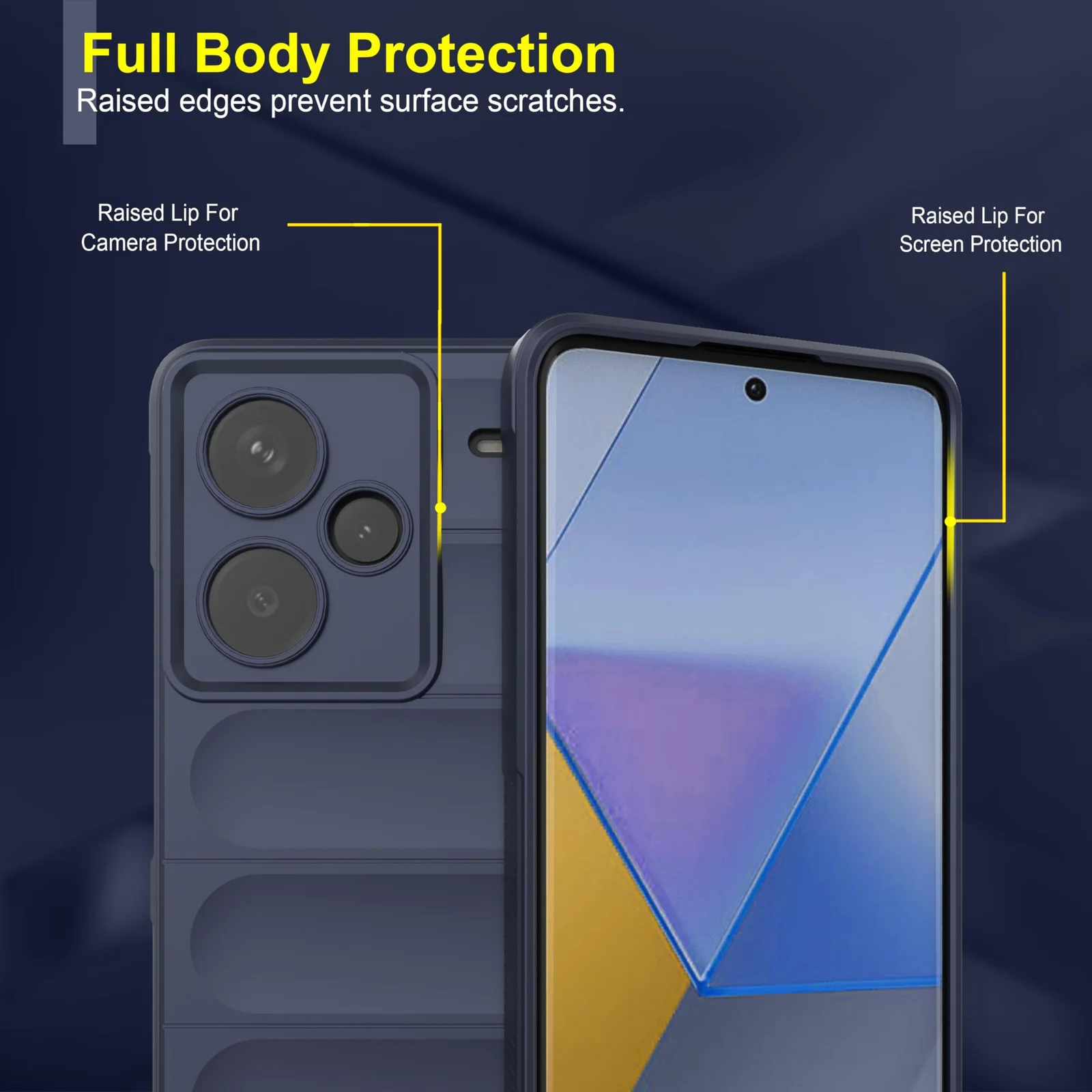 DL3 Mobilak Case for Xiaomi Redmi Note 13 Pro+ Plus 5G Heavy Duty Protective [Slim Fit] Shockproof Soft Flexible Protective Design Shock-Absorption TPU Cover With Camera Protection - Blue