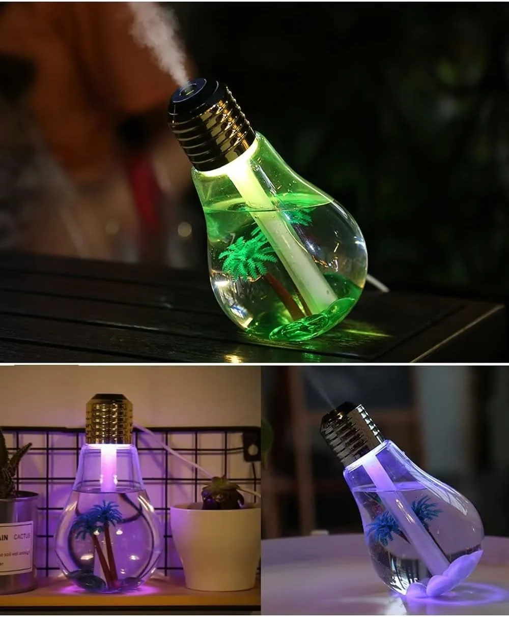 Mobigon Wood Cool Mist Ultrasonic Humidifier for Room Moisture, Aroma Diffuser for Home, 400ml Essential Oil Diffuser with 7 Colorful Night Light, Auto Shut-Off, Home, Office - Style 1