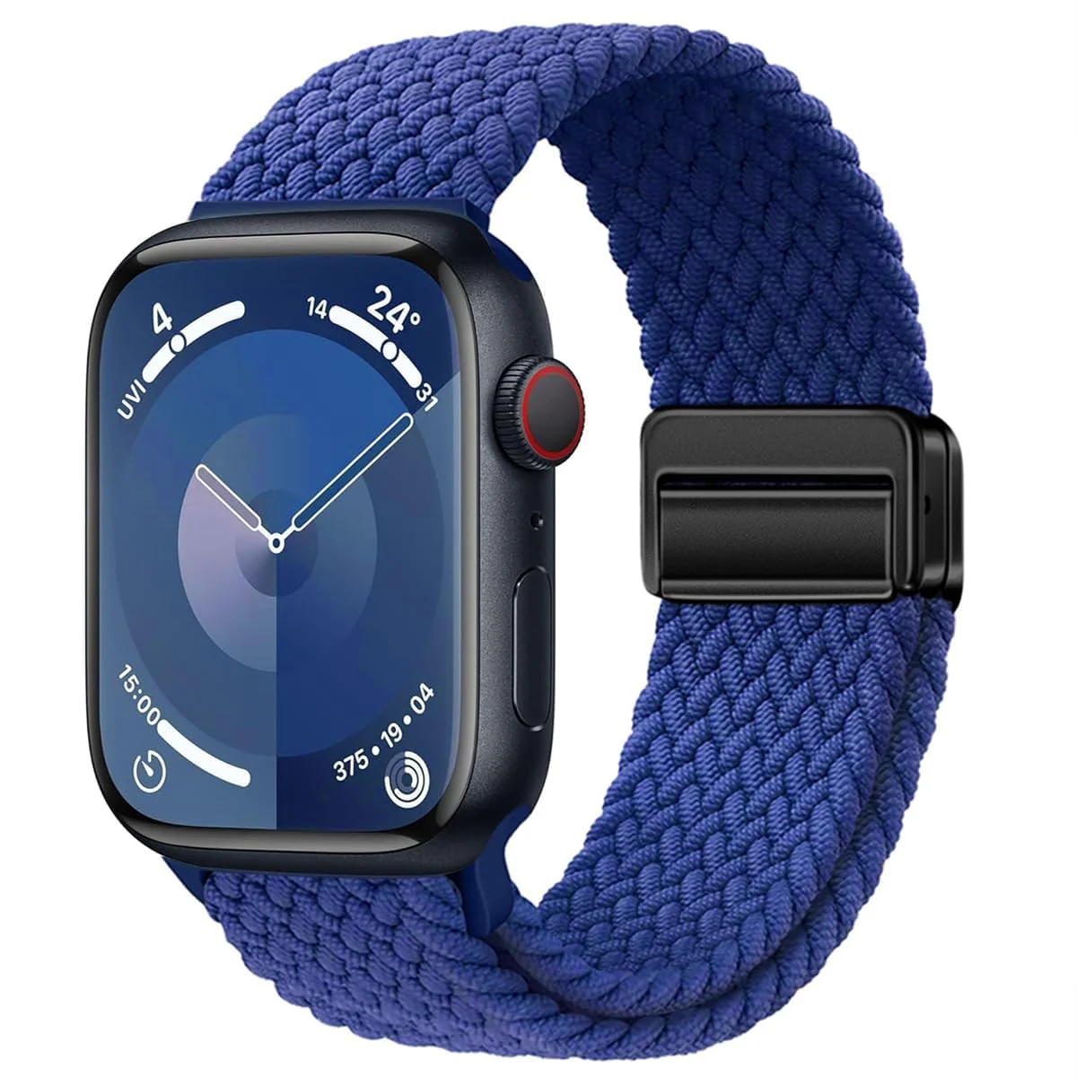 Dl3 Mobilak Sport Solo Loop For Apple Watch Band Ultra 49MM 46MM 45MM 44MM 42MM, Adjustable Magnetic Stretchy Nylon Braided Wristband for iWatch SE Series 11 10 9 8 7 6 5 4 3 2 1 (Blue)