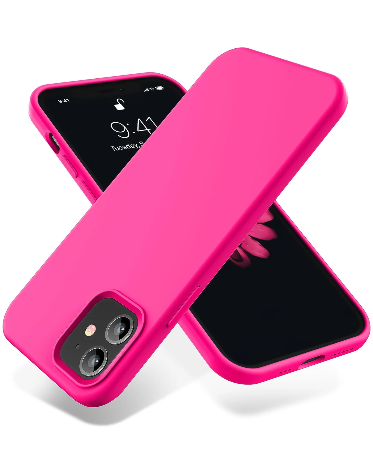 DL3 Mobilak Liquid Silicone Protective Case for iPhone 11 (6.1 Inch) with Camera Protection and Microfiber Lining - Hot Pink