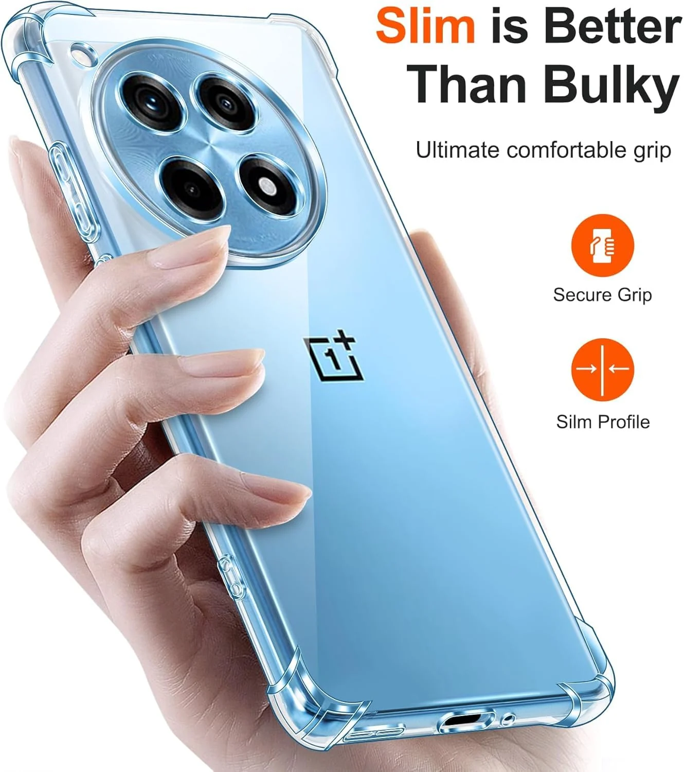 DL3 Mobilak Case Compatible with Oneplus 12R, Cover Silicone TPU Gorilla Anti-shock Protector Camera Shockproof Corners - Clear