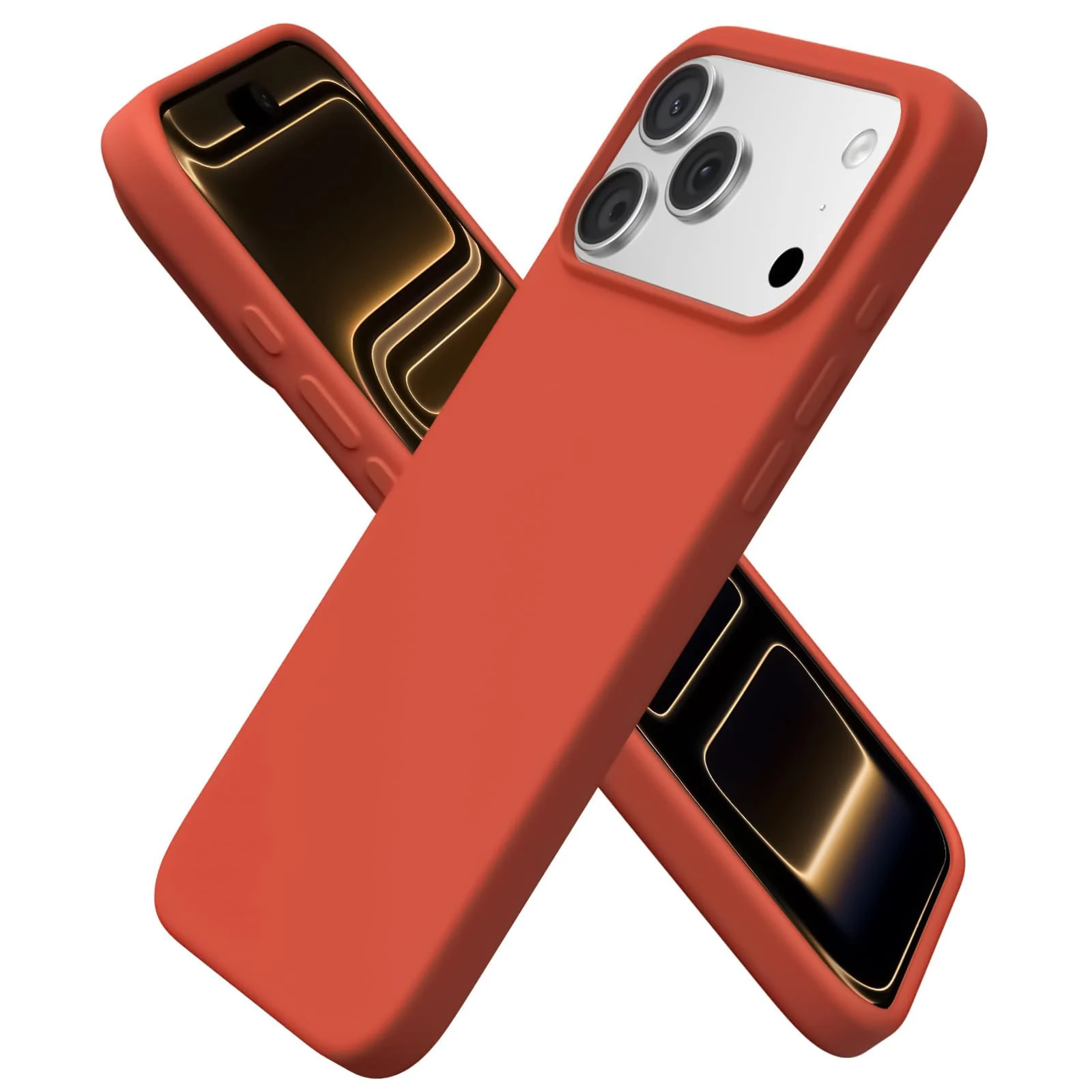 DL3 Mobilak Liquid Silicone Protective Case with Soft Microfiber Lining for iPhone 17 Pro 6.3-Inch - Orange