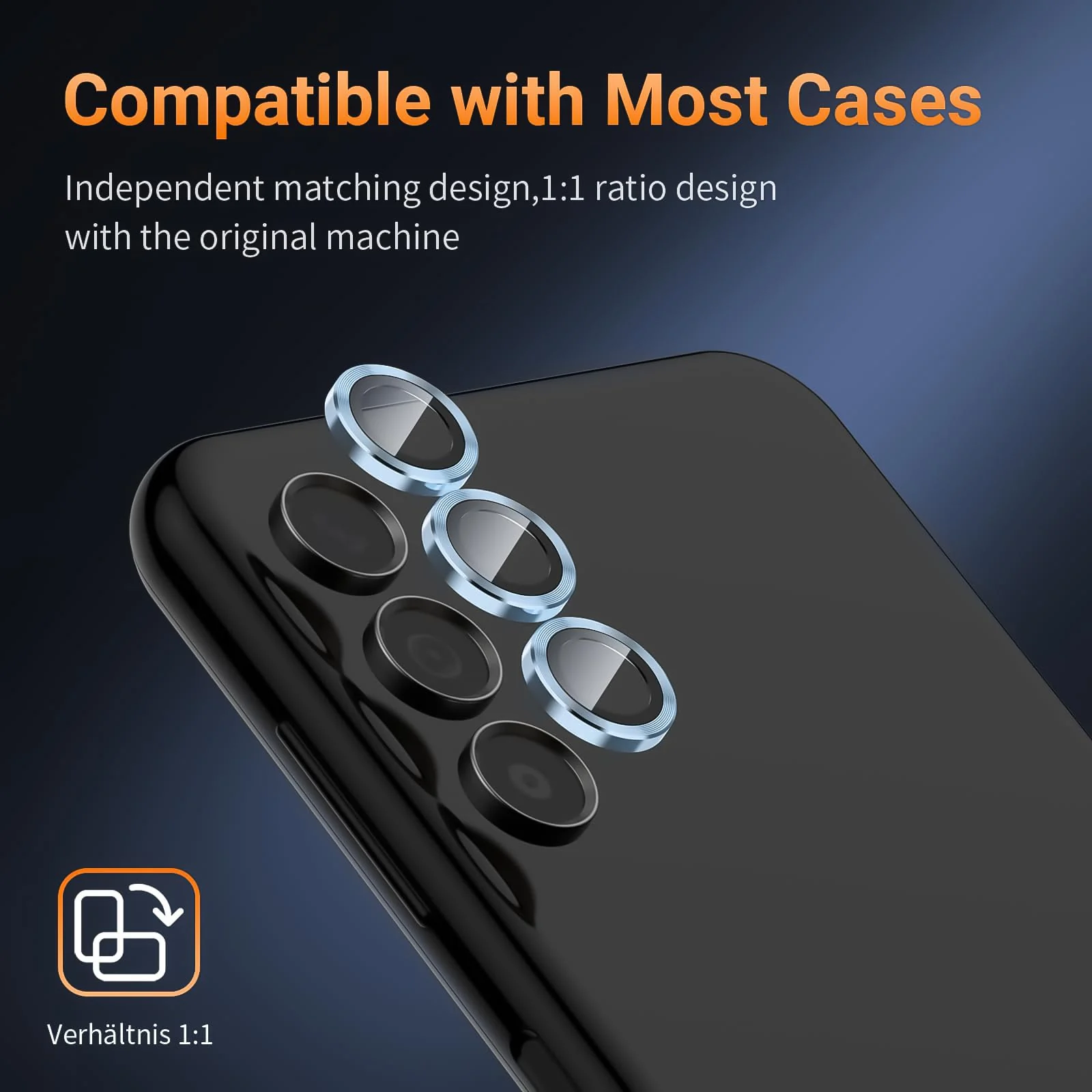 DL3 Mobilak Camera Lens Protector for Samsung Galaxy A25 Accessories, 9H Tempered Glass Metal Individual Ring Camera Cover Screen Protector, Case Friendly, Anti Scratch - Blue