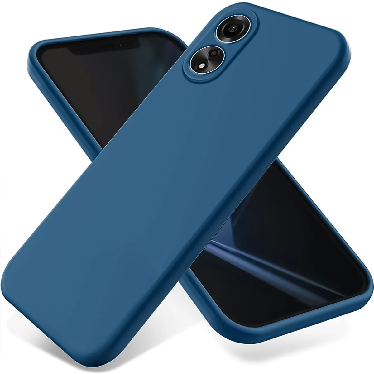 DL3 Mobilak Soft Silicone Protective Case for OPPO A78 with Microfiber Lining and Shockproof Design - Royal Blue
