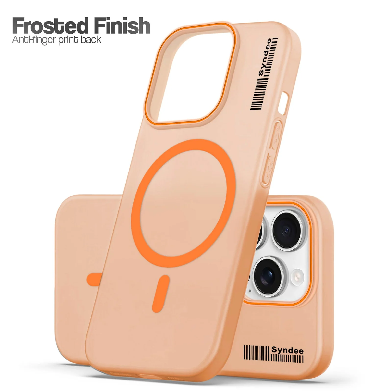 DL3 Mobilak Case Back Cover for iPhone 11 Pro Max 6.5-Inch, Sleek Frosted Translucent Back Only Compatible with Wireless Magnetic Accessories | Anti-Scratch Shockproof Phone Case - Orange